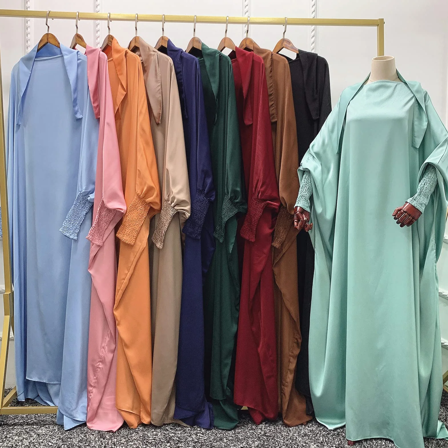 BRONG Jilbab Sukienka Muzułmańska Maxi z Hidżabem