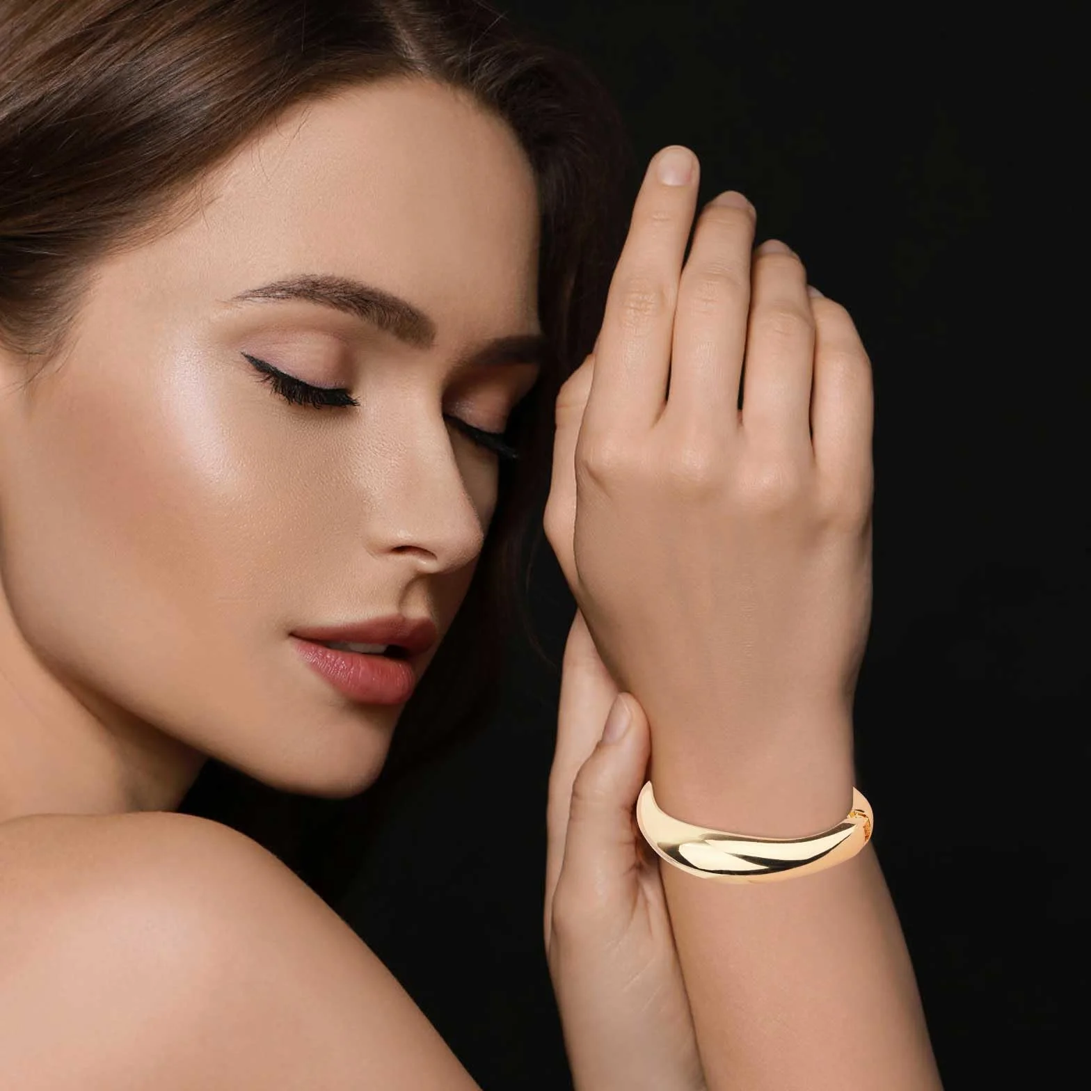 2 szt. Bransoletki Bangle, Minimalistyczne Bransoletki Zawiasowe Gruba Bransoletka Modne Zawiasowe Otwarte dla Kobiet Bizuteria (1 Zloty i 1 Srebrny)