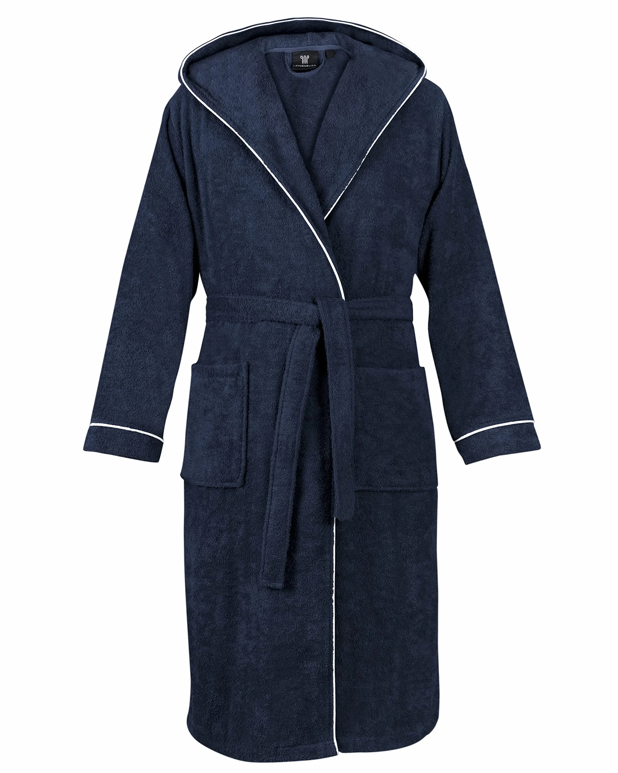 LAYNENBURG Szlafrok męski frotte z kapturem 100% bawełna 380 g/m2 OEKO TEX Standard 100 rozmiar M L XL XXL 3XL