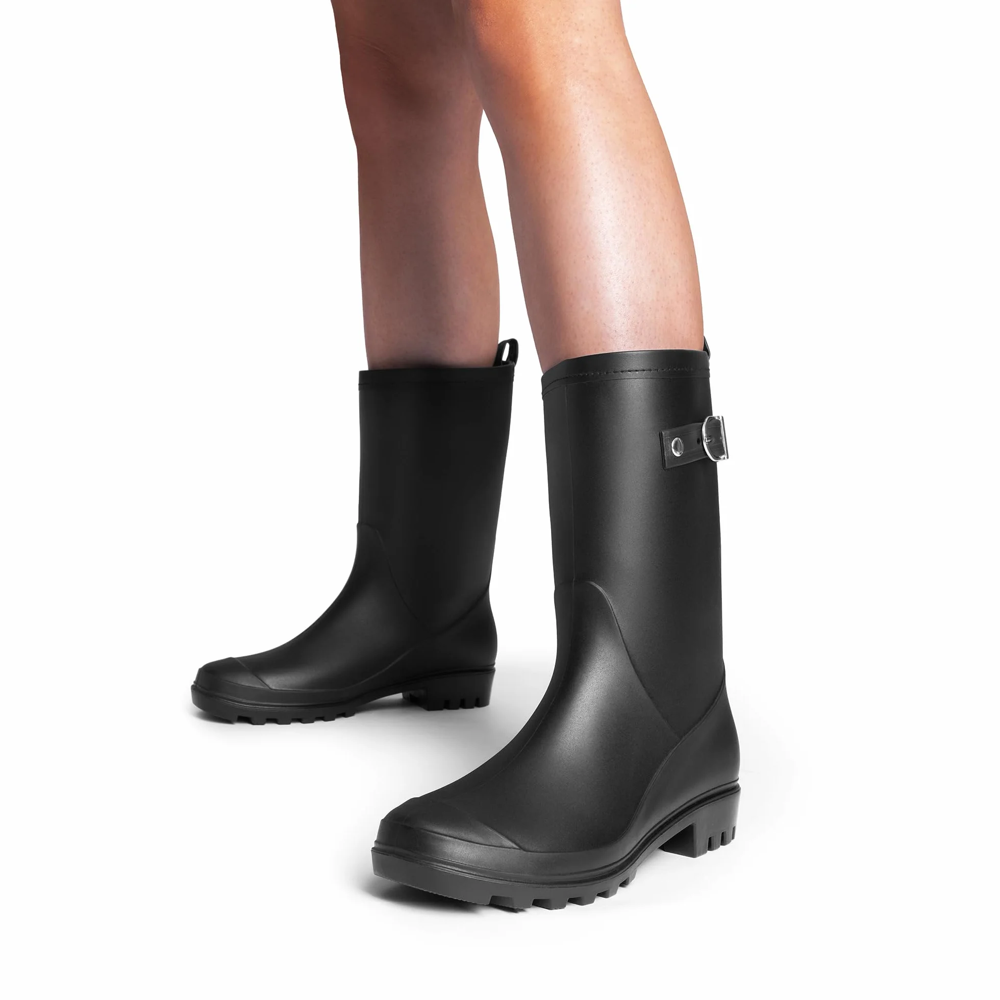 DREAM PAIRS Damskie buty kowbojskie westernowe do połowy łydki okrągły nosek masywny obcas