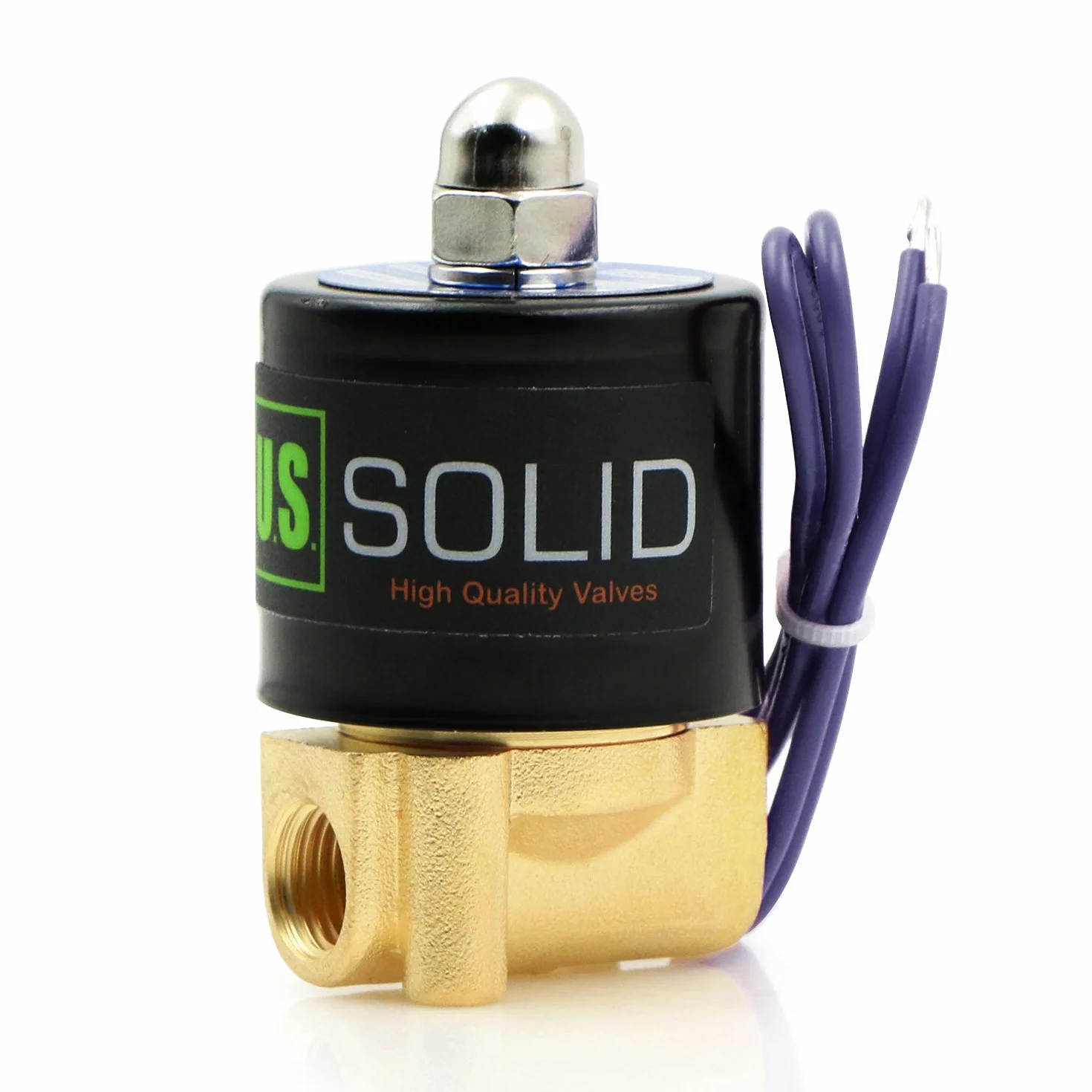 U.S. Solid 12V DC 1/4" G Elektryczny Zawór Elektrozawór Mosiądz Normalnie zamknięty "NC" Solenoid napęd bezpośredni Air Water Oil