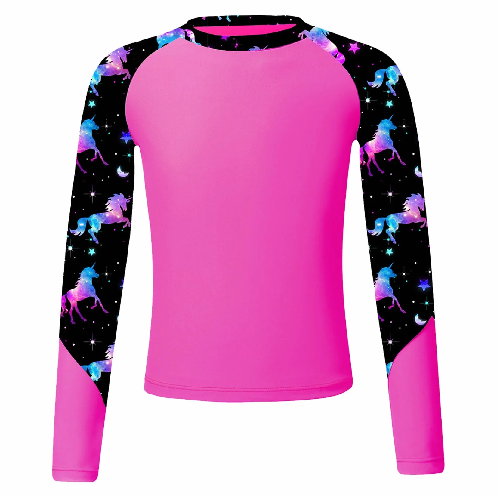 Dziecięca dziewczęca koszulka kąpielowa anty UV top do pływania ochrona z długim rękawem Rashguard 5-16 lat