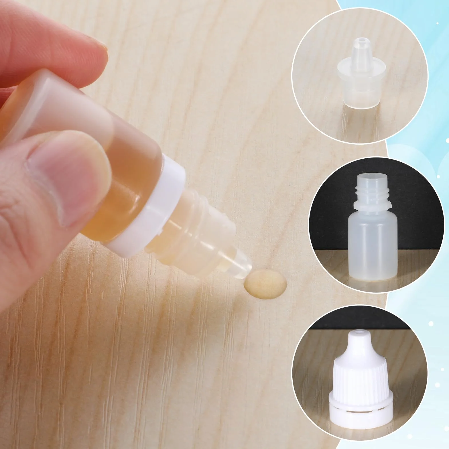 Lusofie 20 sztuk małych butelek na płyn, 5 ml, plastikowe, puste plastikowe butelki z kroplomierzem, butelki z tworzywa sztucznego, przenośne, podróżne, z zatyczką i zatyczką
