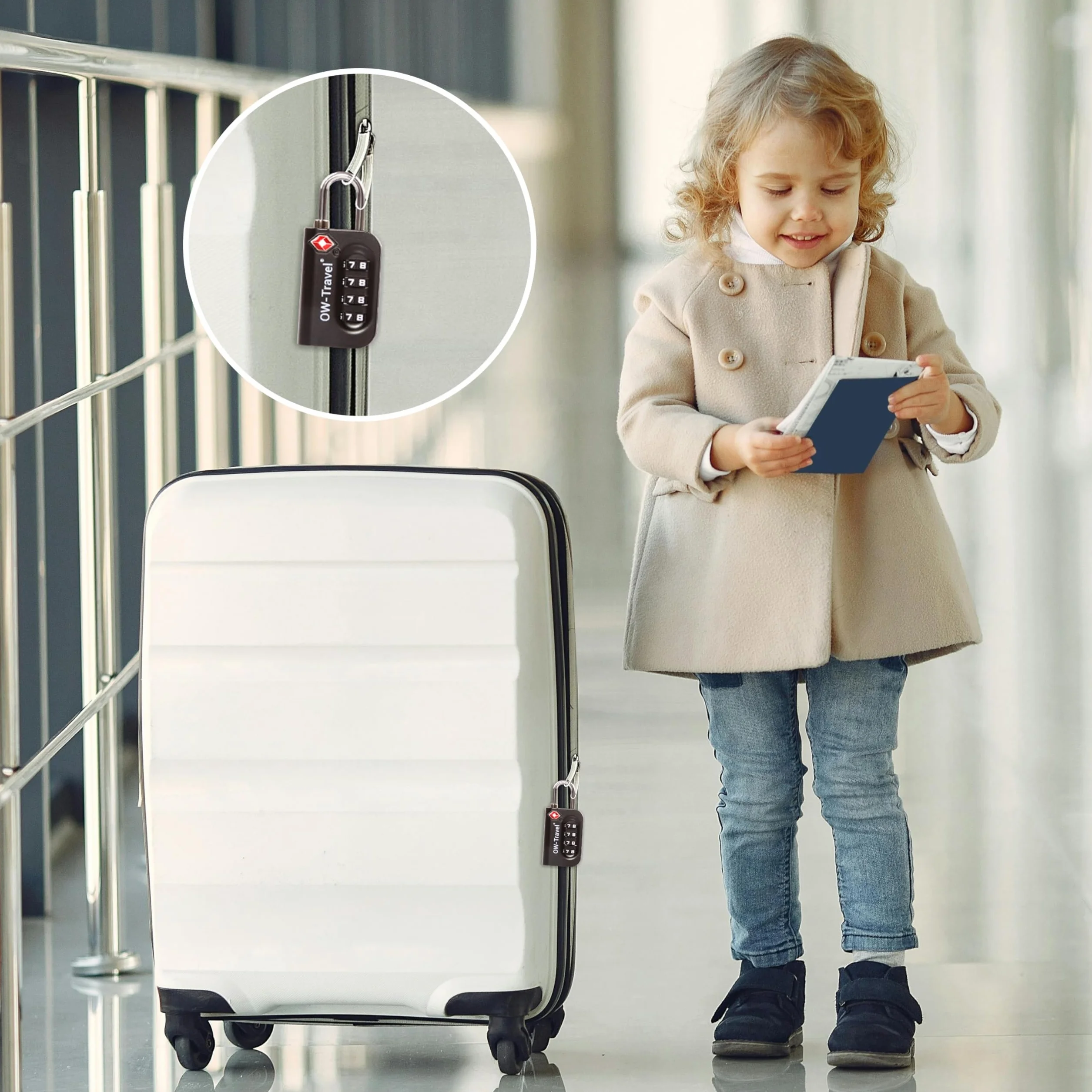 OW-Travel TSA Kłódki z szyfrem (Zestaw 4 Czarnych) 4 Cyfrowe Kłódki Walizkowe. Kłódka na szyfr na Plecak, Walizkę, Bagaż, Kłódki Szyfrowe Bagażowe, Szafek na Siłownię
