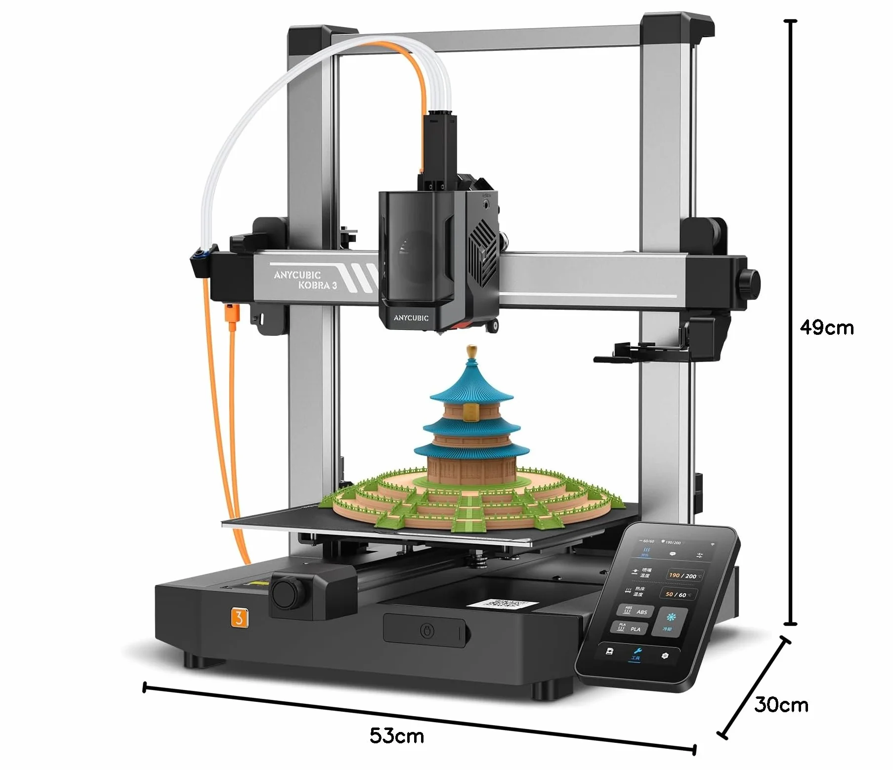 Anycubic Kobra 3 3D Printer 600 mm/s wielokolorowe 250x250x260mm