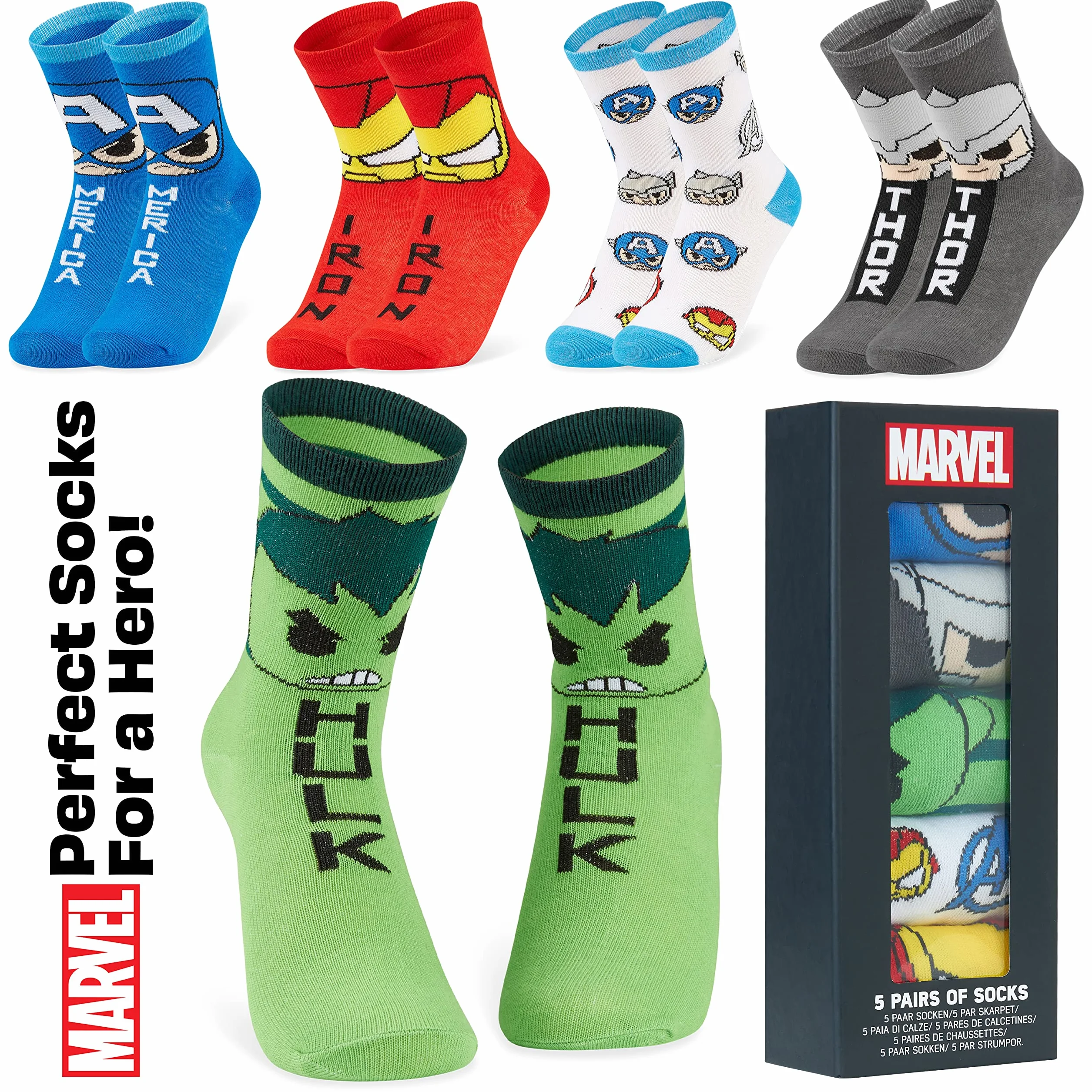 Marvel Skarpetki Boys, wielopak skarpet z superbohaterami Avengers