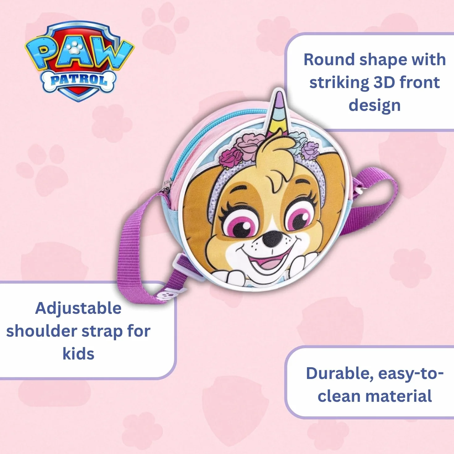 PAW PATROL Dziewczęca torba na ramię torebka Skye, Rosa