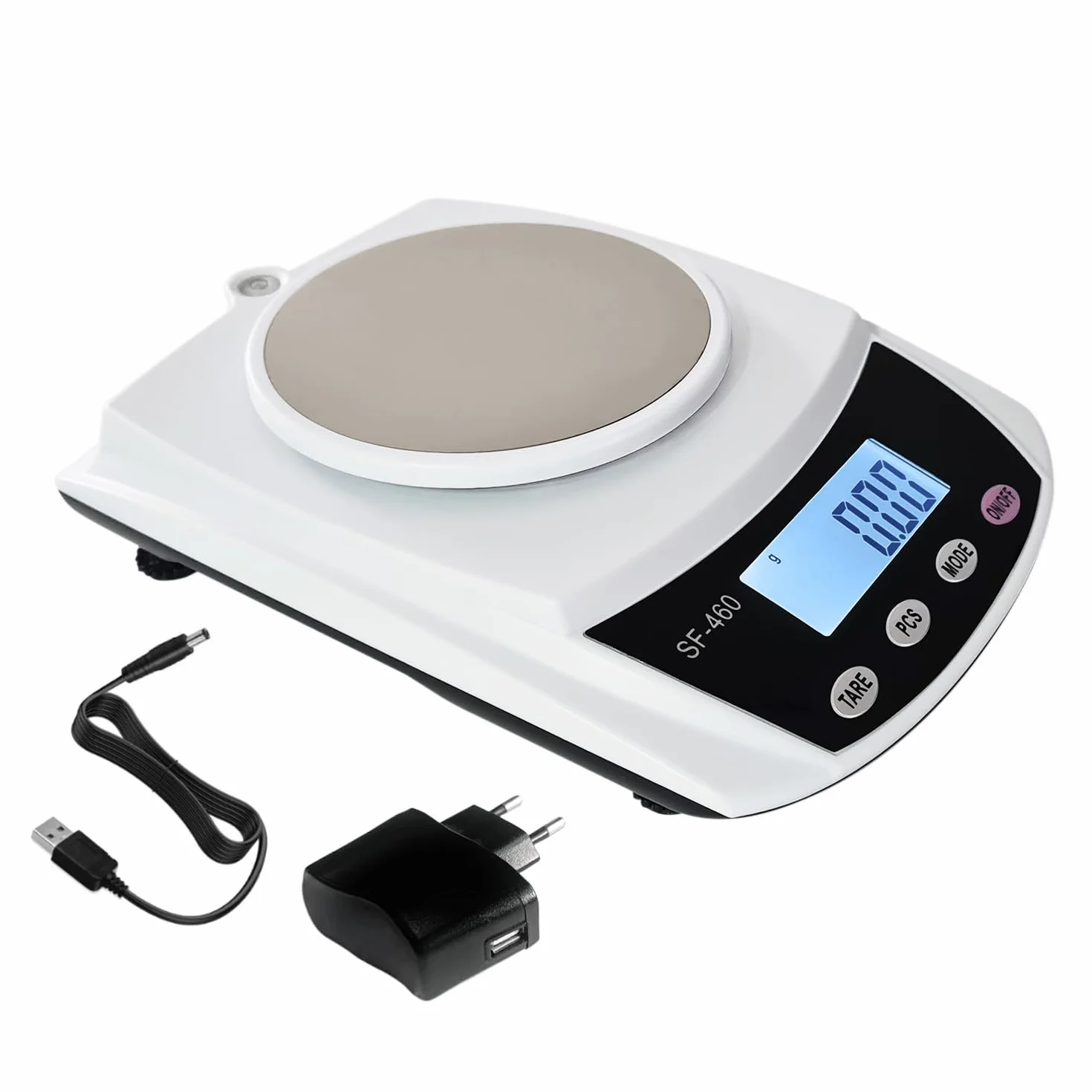 Eosphorus Cyfrowa Analityczna Waga z Wyświetlaczem LCD 600g x 0,01g do Laboratoriów Naukowych i Szkół - Waga Kuchenna, Dokładna Waga Odważyć Gramy, Uncje i Karaty - Ładowarka USB i Zasilacz Sieciowy