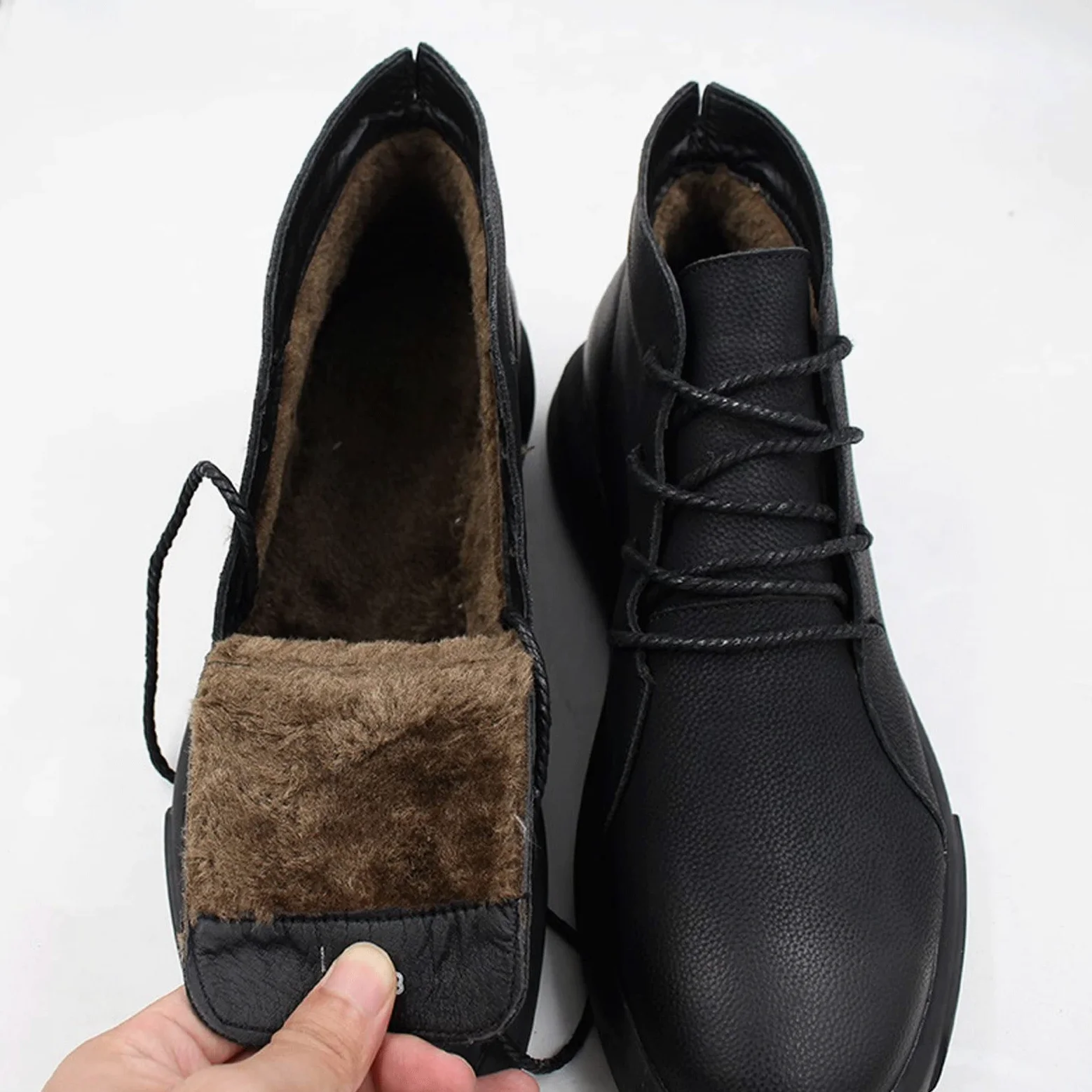 Męskie buty oksfordzkie męskie buty zimowe z futrem skórzane buty na co dzień męskie ciepłe śniegowce męskie gumowe stopki do kostki