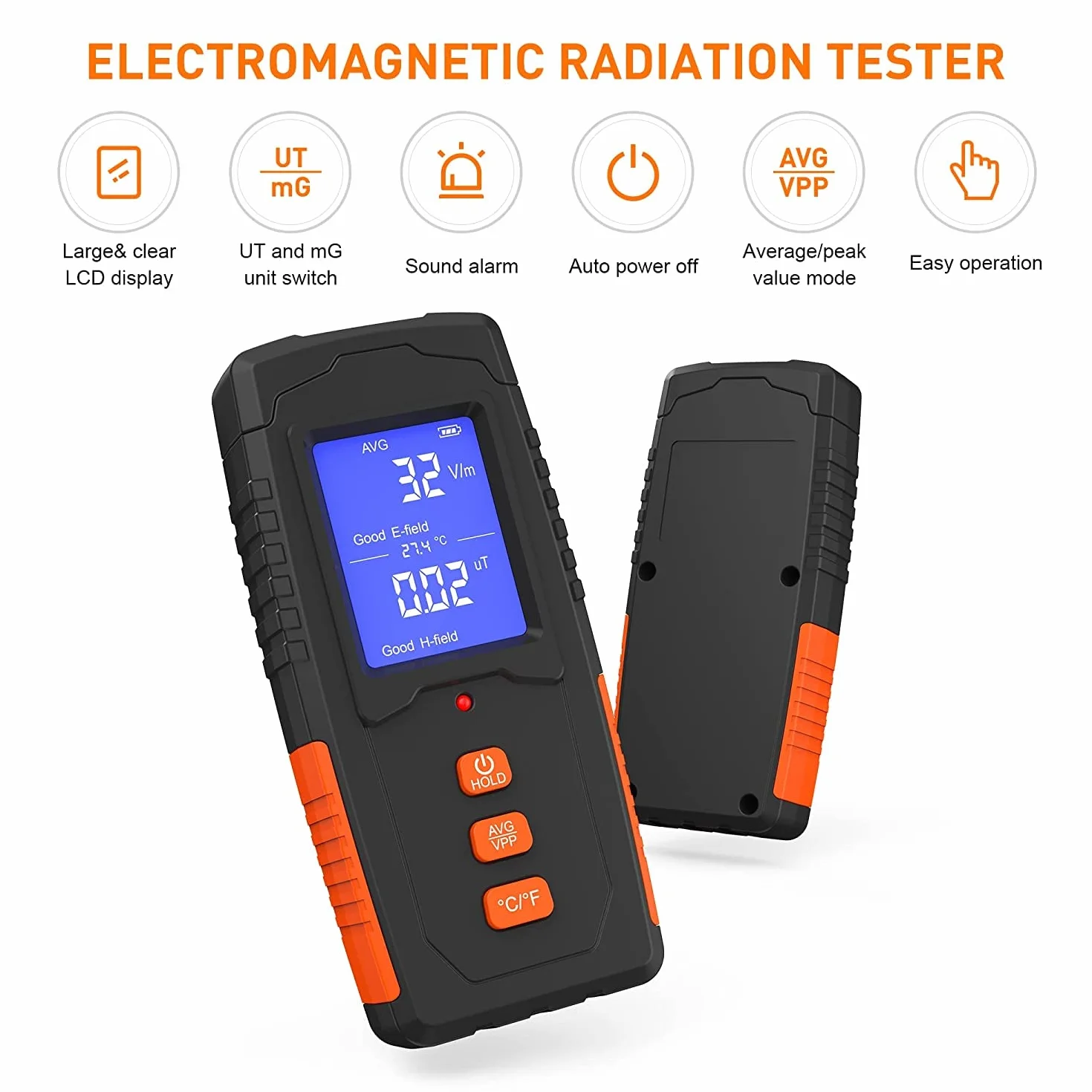 EMF miernik wielokrotnego ładowania, elektromagnetyczny, czujnik promieniowania, ręczny cyfrowy czytnik LCD, EMF, miernik temperatury, tester do inspekcji domowych, na zewnątrz i na duchy