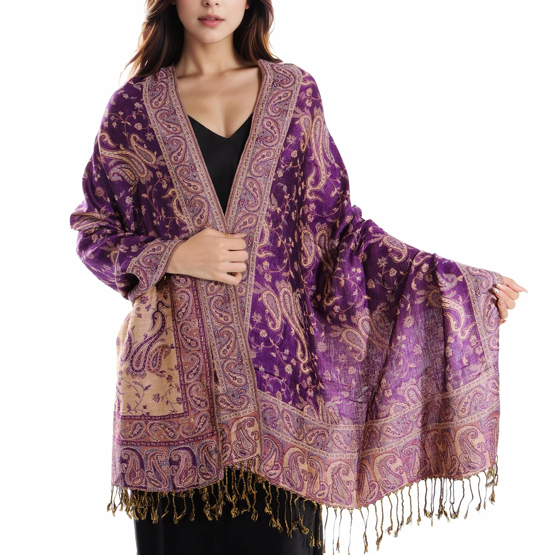 Kobiety Pashmina Szale i Chusty Szalik Miękki Jedwabisty Odwracalny Szaliki Paisley Szal dla Kobiet