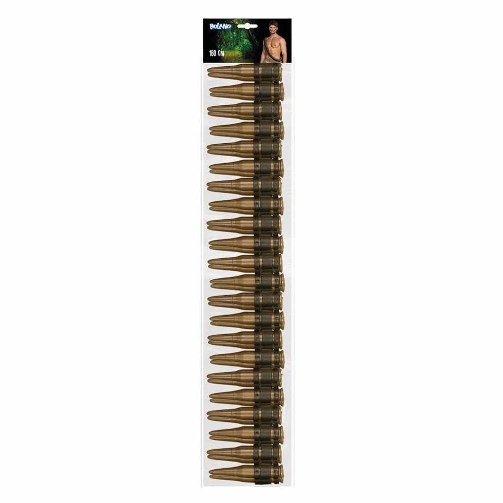 Boland 00635 - Pas na naboje, tworzywo sztuczne, dBugo[ ok. 160 cm, atrappe, imitacja, pas, meksykaDski, gangsterski, kowbojski, wojskowy, |oBnierski, dodatek do kostiumu, karnawaBowy