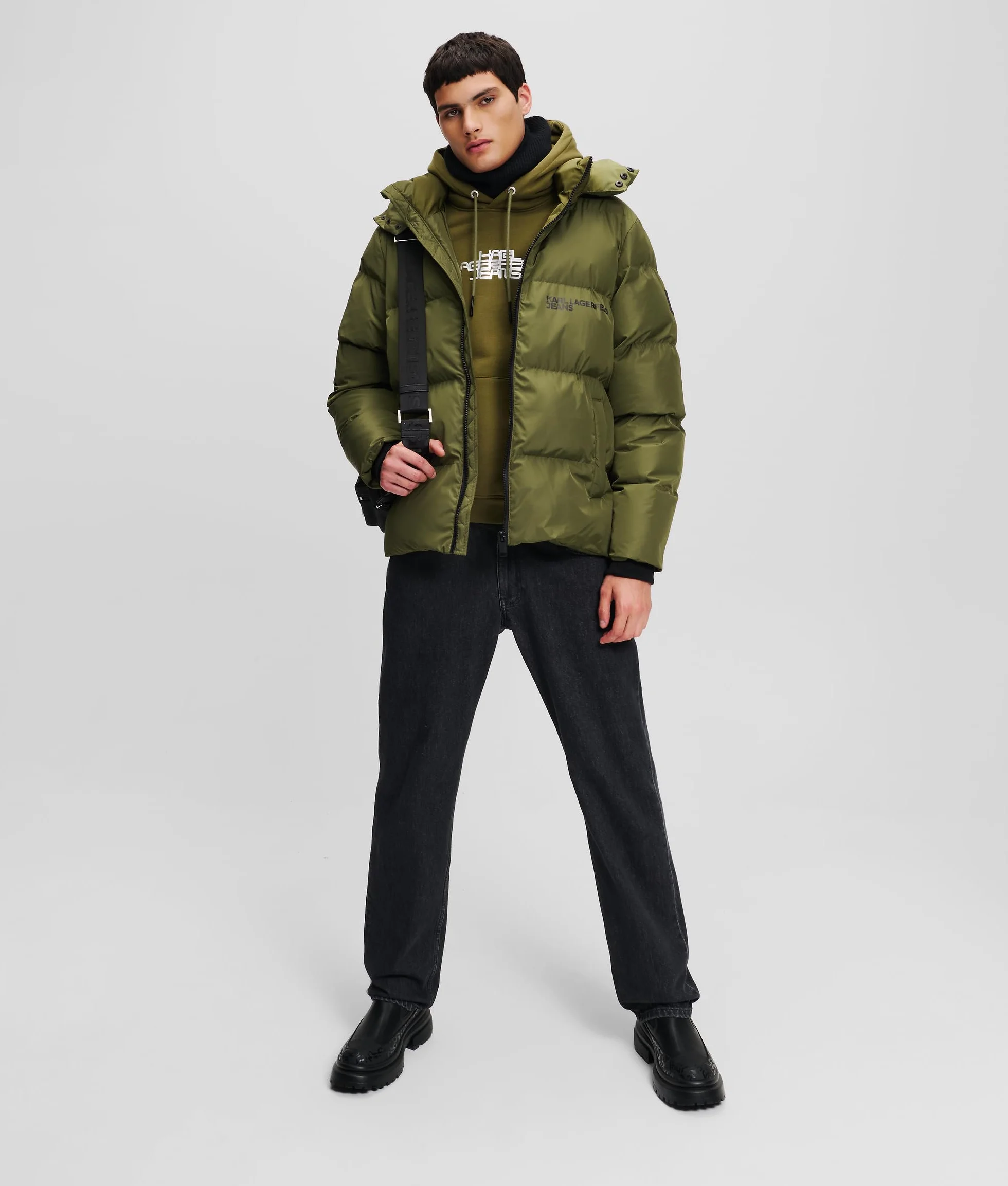 Jeansy Karl Lagerfeld, Męskie, Pikowane, Regular Fit, Zielony, L