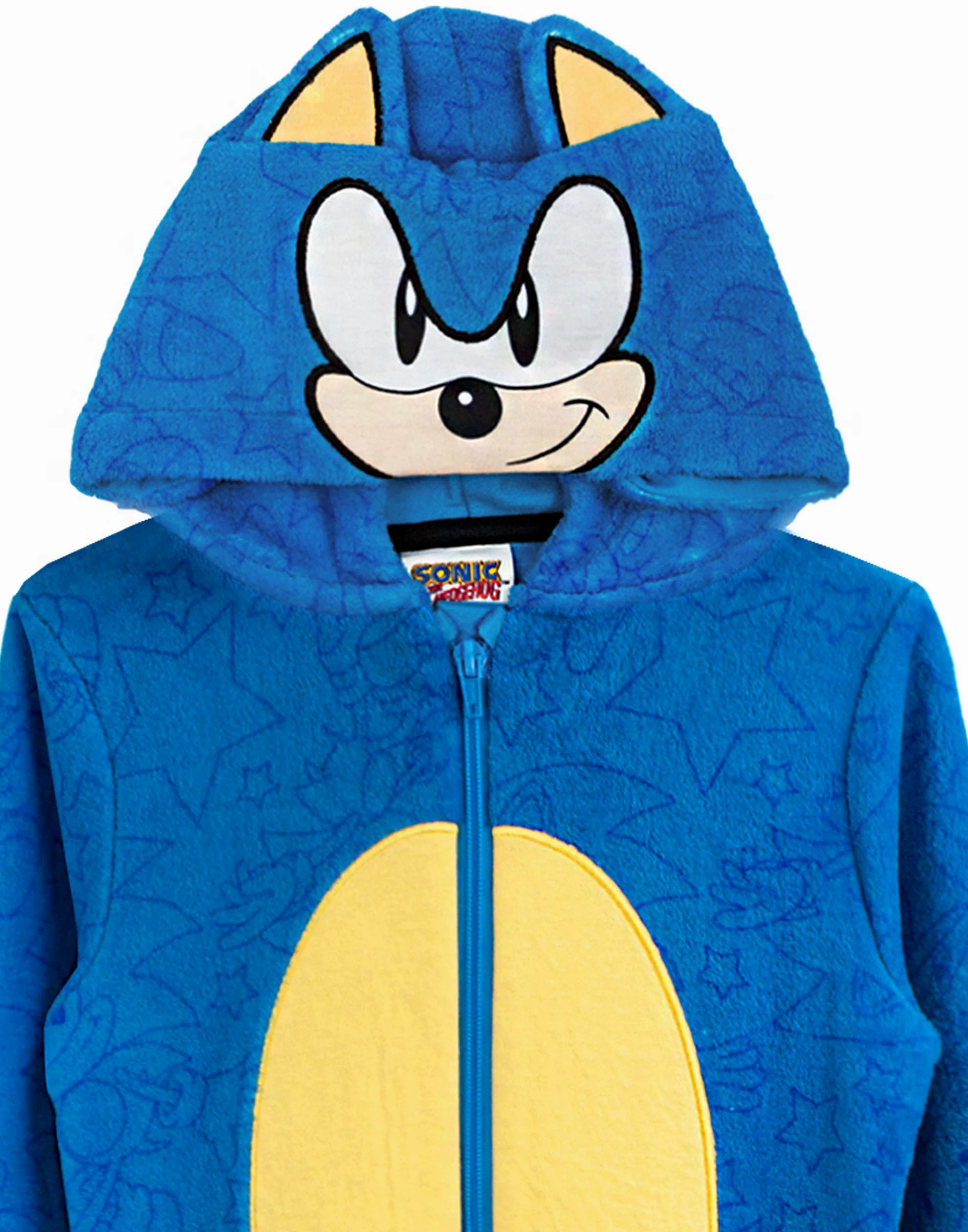 Sonic The Hedgehog Onesie dla chłopców i dziewcząt | dziecięcy niebieski miękki kombinezon do spania z kapturem na twarz Sonic i uszami 3D | Piżama dla dzieci w jednym | Prezent dla gracza