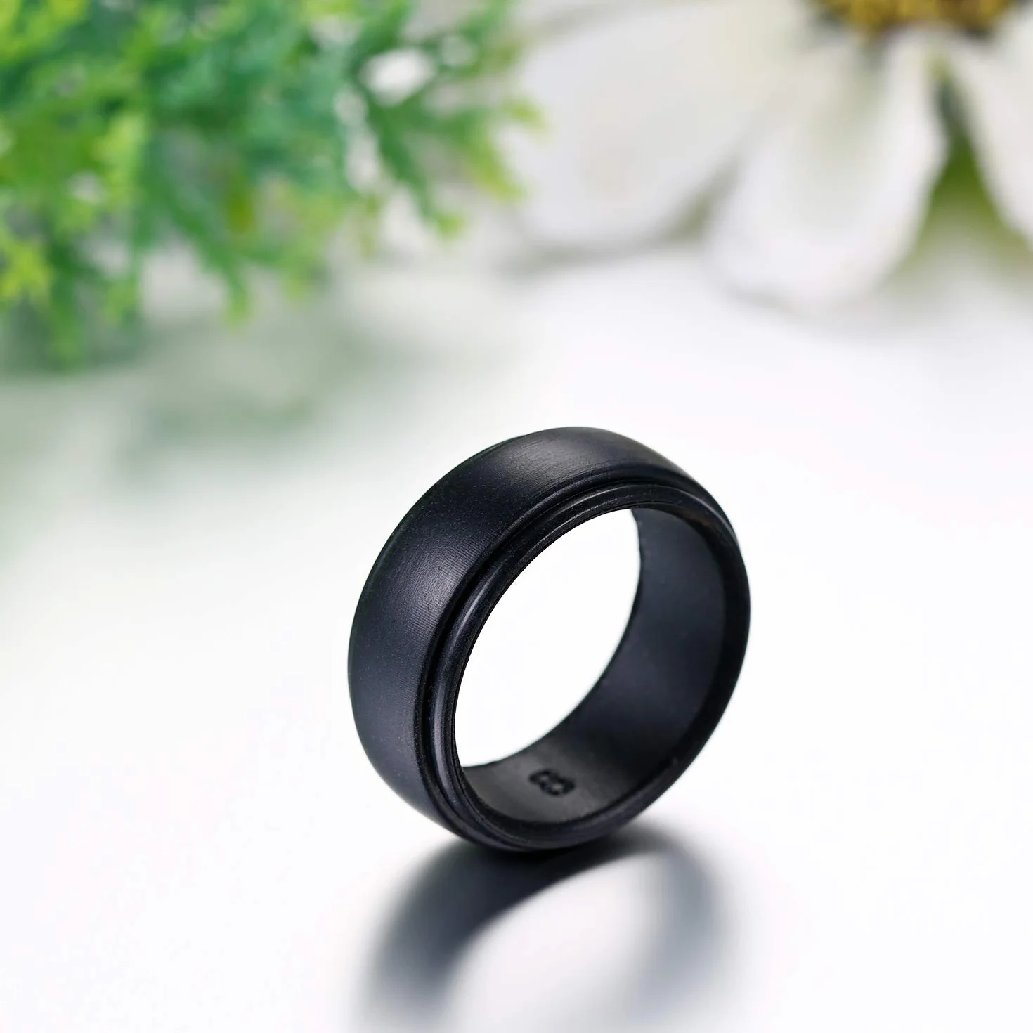 JewelryWe 9 mm silikonowy gumowy pierścień dla kobiet mężczyzn czarny