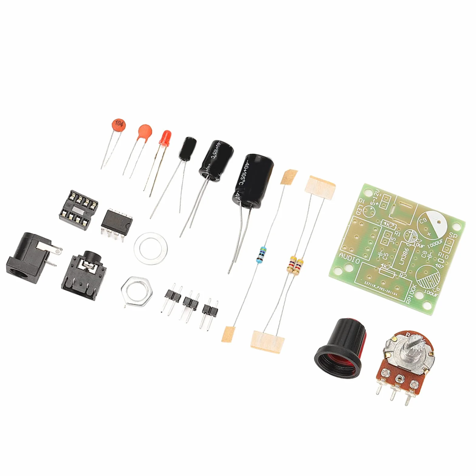 Moduł wzmacniacza, łatwy do debugowania inteligentny nielutowany zestaw wzmacniacza mocy LM386 elektroniczny DIY do projektów muzycznych