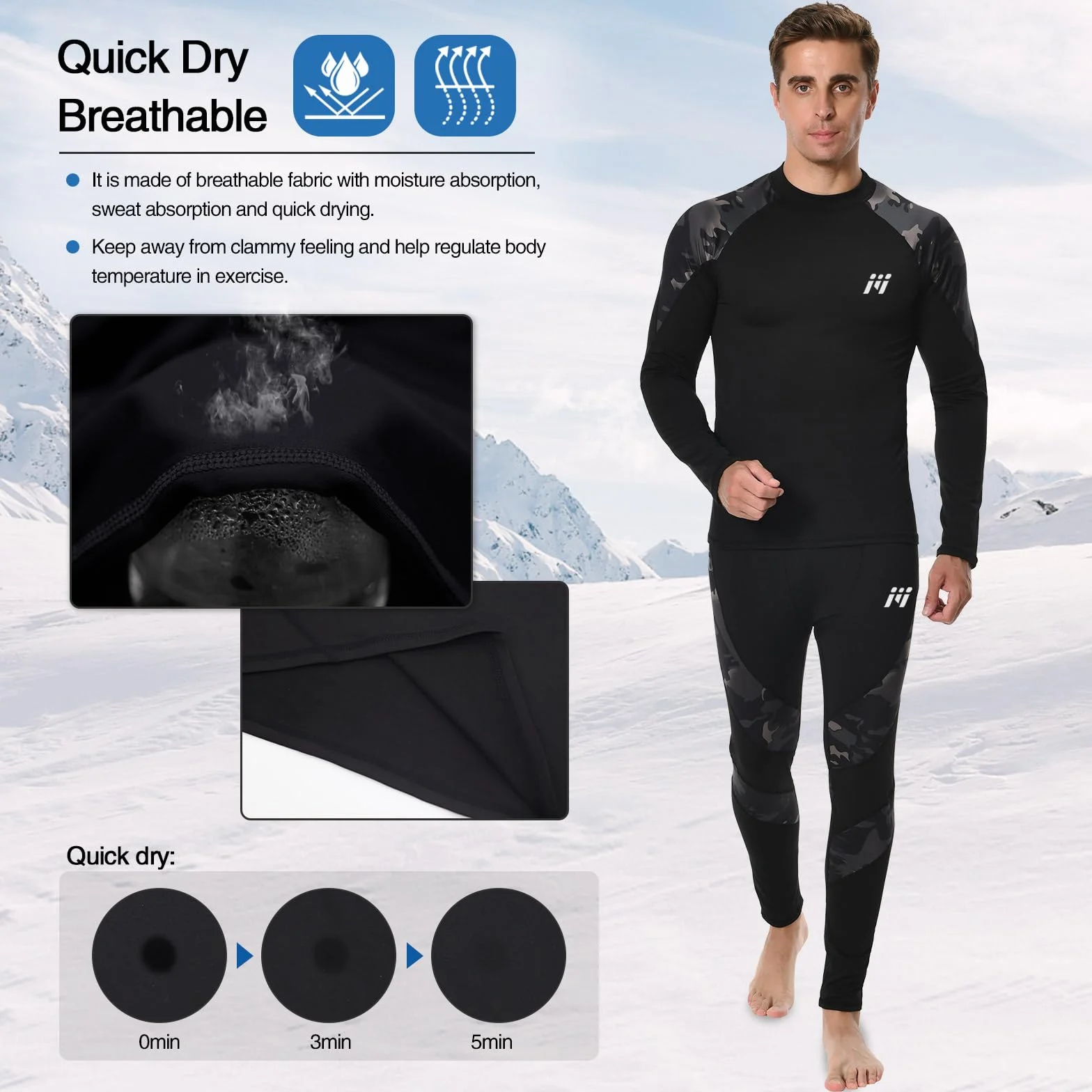 MEETWEE Zestawy termiczne męskie Mężczyźni Men Thermal Underwear Set (1 w zestawie)