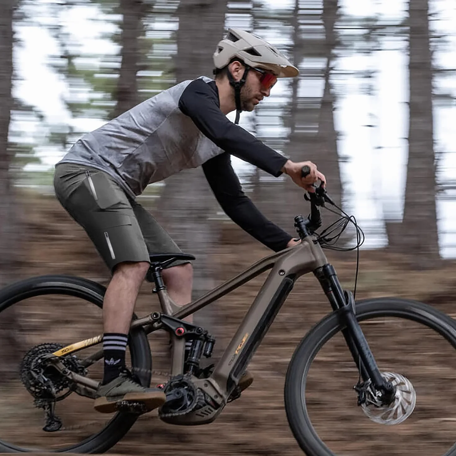 Logas spodnie rowerowe MTB męskie oddychające 6 kieszeni szary M