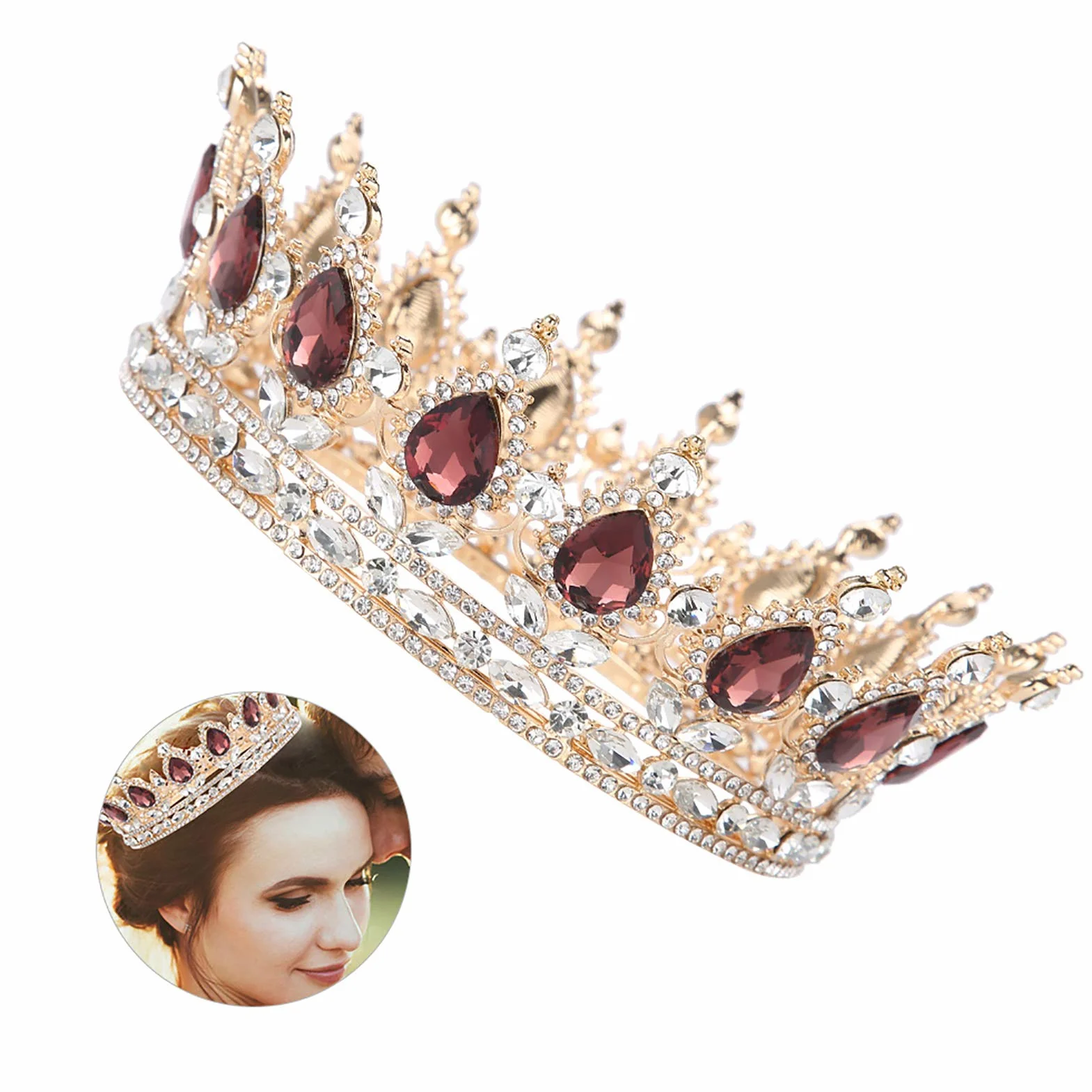 Korona dla dorosłych i panny młodej, tiara ozdoba do włos, [Stop metali], stras.