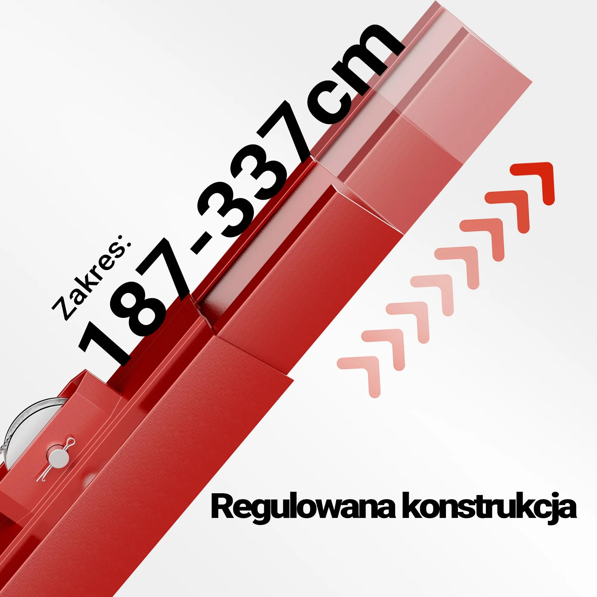 Przedłużenie Wiltec 140 cm do podnośnika do płyt XXL do maks. 68 kg, pomoc montażowa do płyt gipsowo-kartonowych, podnośnik do płyt gipsowo-kartonowych z 3 kółkami, czerwony