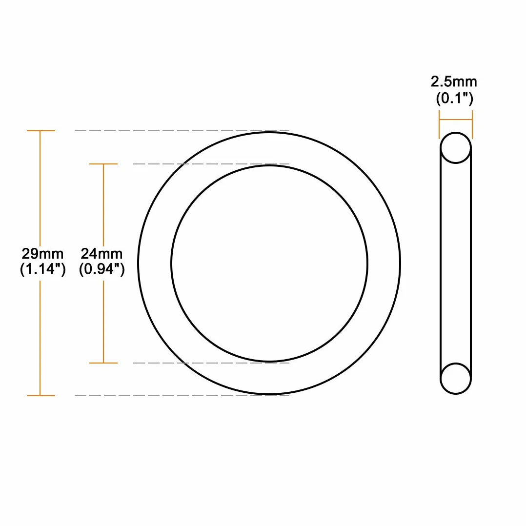 sourcing map 10 szt. o-ringi kauczuk nitrylowy 6 mm-32 mm średnica wewnętrzna 2,5 mm szerokość okrągła uszczelka 24 mm x 29 mm x 2,5 mm