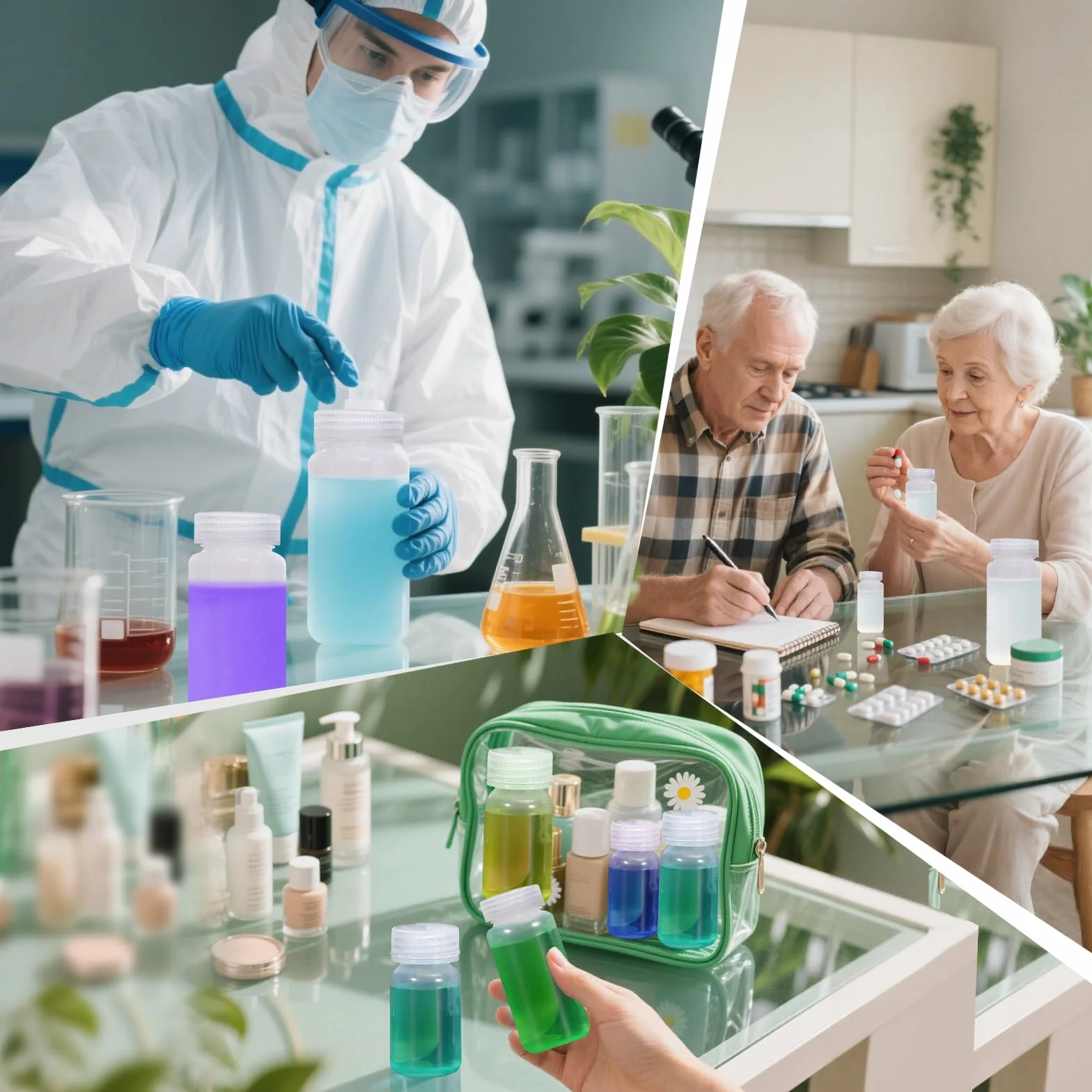Butelka laboratoryjna HDPE 125ml szerokoszyjkowa pusta z bezpiecznym zamknięciem 4 sztuki