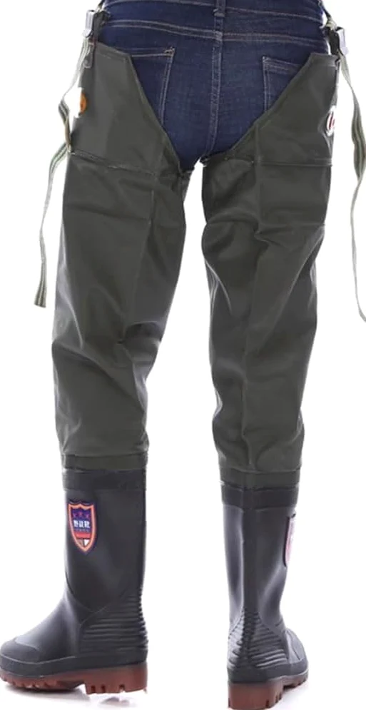 Wodery Z Pvc Wodoodporne Buty Wędkarskie, 80 Cm Wysokie Buty Do Brodzenia Z Regulowaną Klamrą I Odporną Na Zużycie Podeszwą Oxford, Green, 9.5 UK