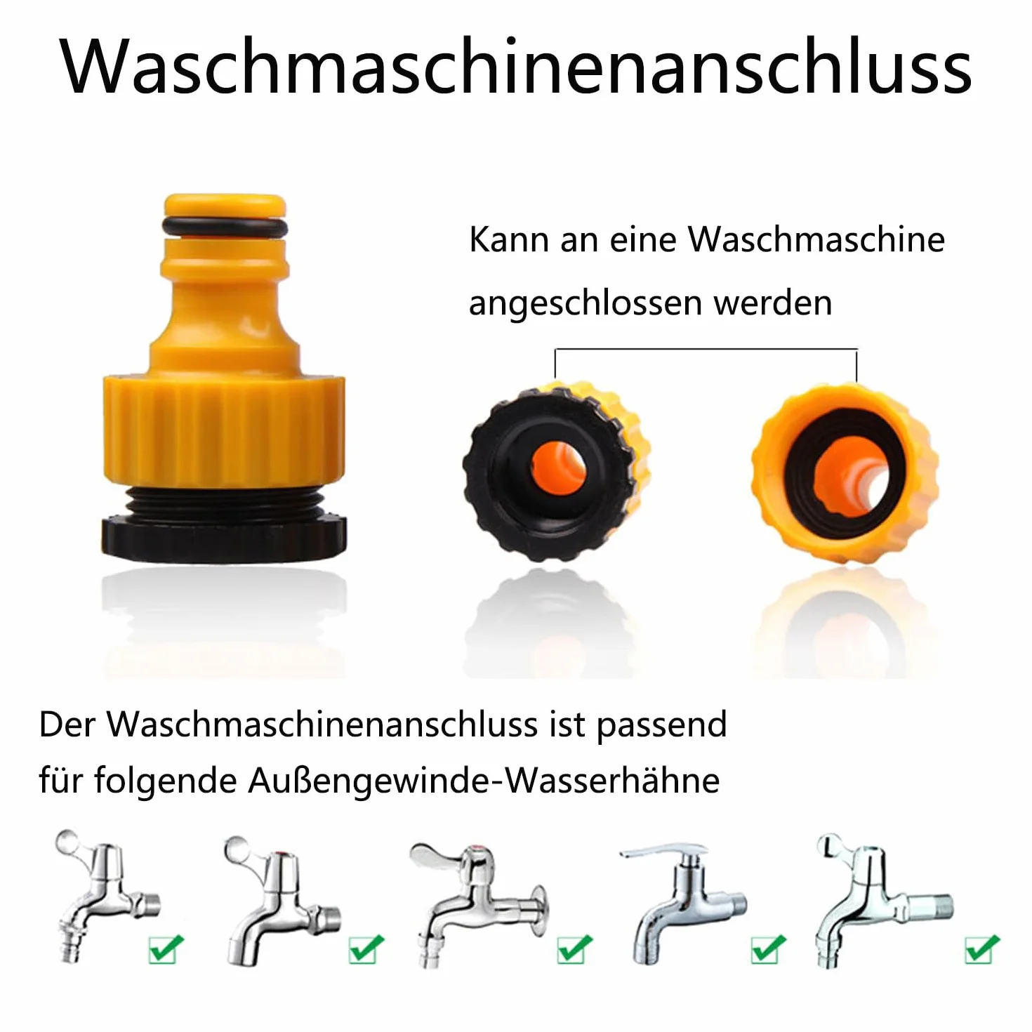 Gardena adapter do kranu, złącze węża, przyłącze kranu, przyłącze Gardena, adapter do kranu, wąż ogrodowy, 1/2 cala 3/4 cala, przyłącze kranu 2 w 1 (5 sztuk)