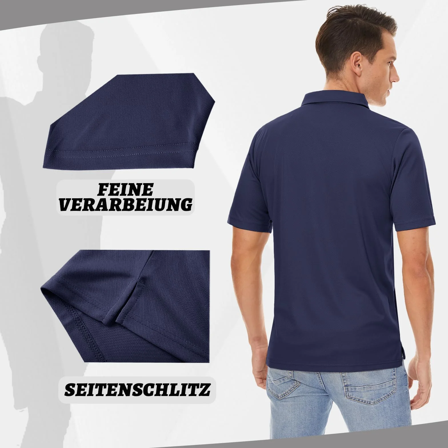 Męskie Koszulki Polo Szybkoschnące z Krótkim Rękawem Poliester Golf T-shirt Turystyczny