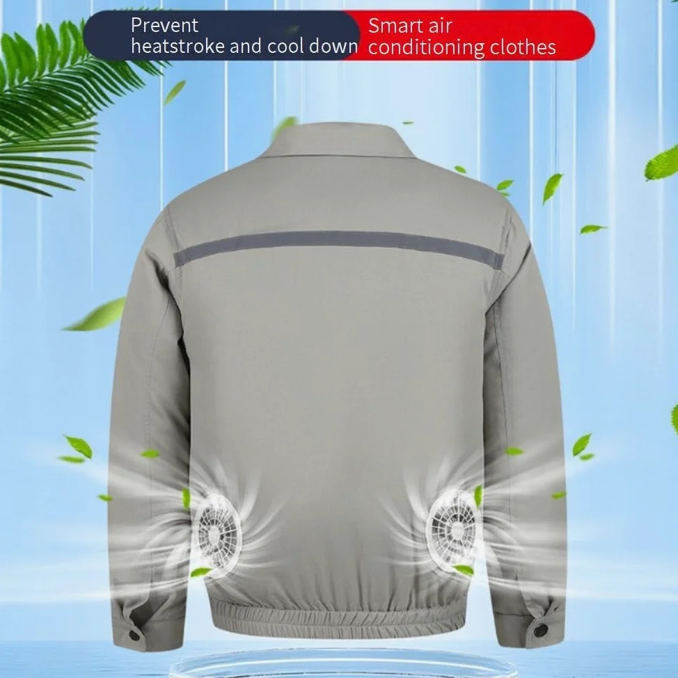 Kurtka z wentylatorem, Klimatyzowana kurtka robocza Multicolor S-4XL 2-4 wentylatory 1 kabel do transmisji danych, chłodzenie(B4 fan,4XL)