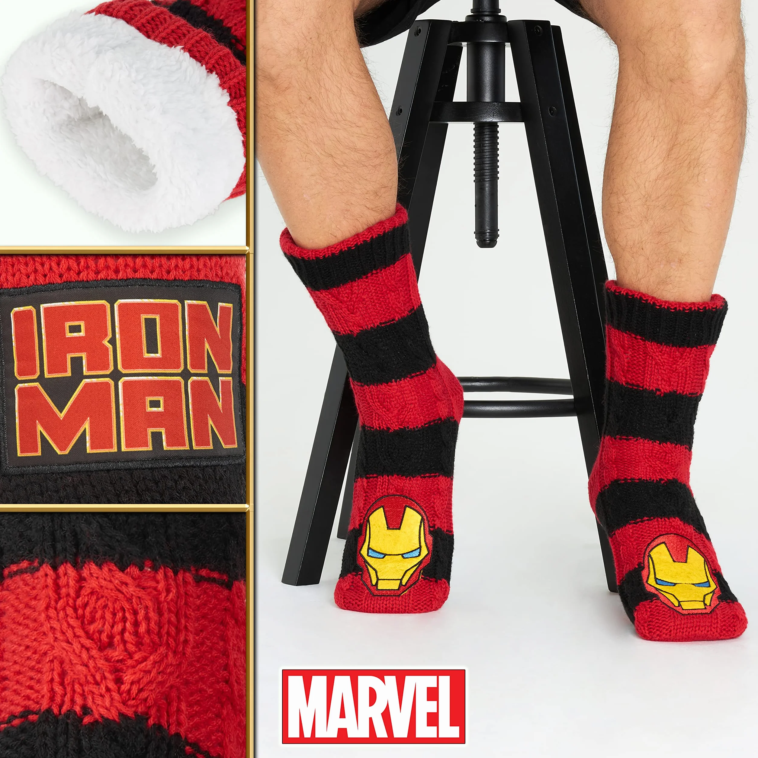 Marvel Przytulne skarpety męskie Avengers, zimowe skarpety, chłopięce, nastolatki, antypoślizgowe