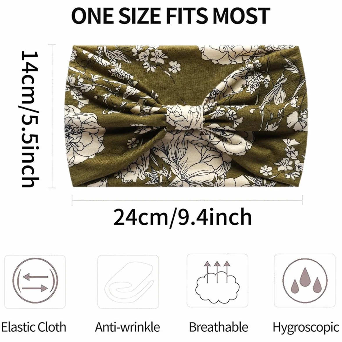 scicent Elastyczne opaski na włosy damskie na lato, opaska na czoło w stylu Boho, wielokolorowe wzory, szerokie, miękkie opaski na włosy, do jogi i sportu, 16003