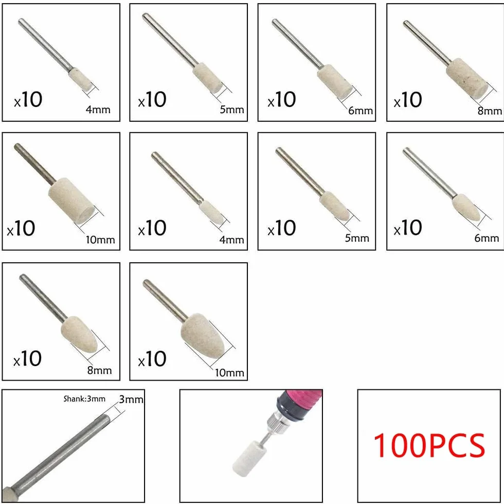 100 szt./zestaw głowicy szlifierskiej, koło polerskie, narzędzia do polerowania, wełna, filc, metal, powierzchnia, polerowanie, koło do obrotowego narzędzia