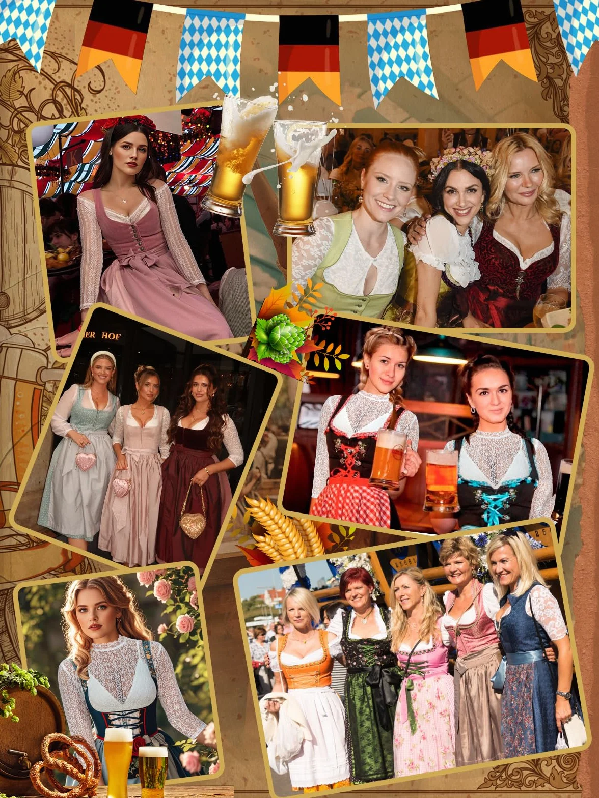 Dirndl Bluzka damska z długim rękawem koronkowa na Oktoberfest