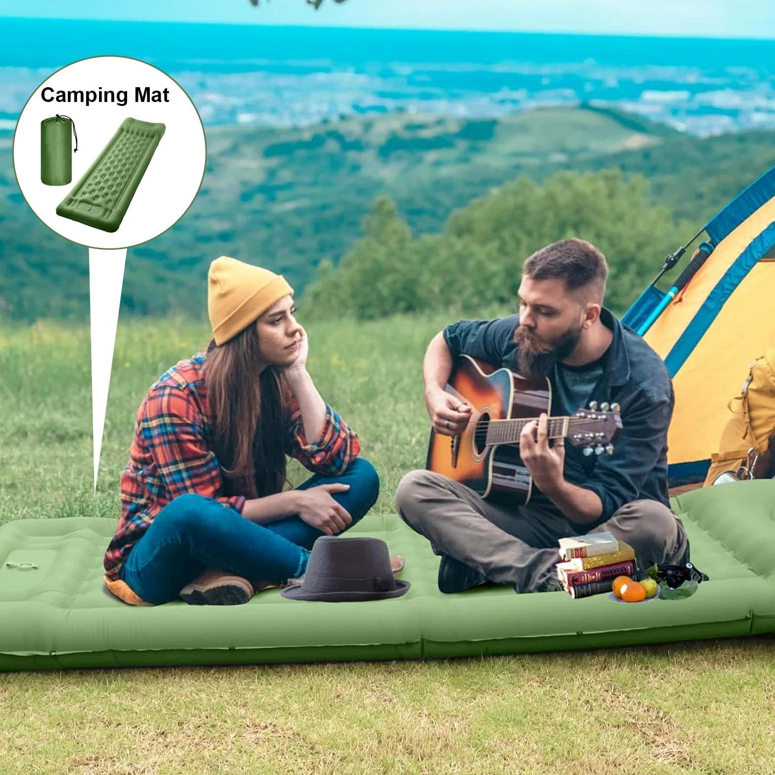 Materac Turystyczny Do Spania Na Camping Materac o Grubości 10.9 | Wbudowana Stopowa Pompa Do Turystyki Pieszej dla Dorosłych na Wędrówki Podróże Outdoor do Namiotu i Samochodu