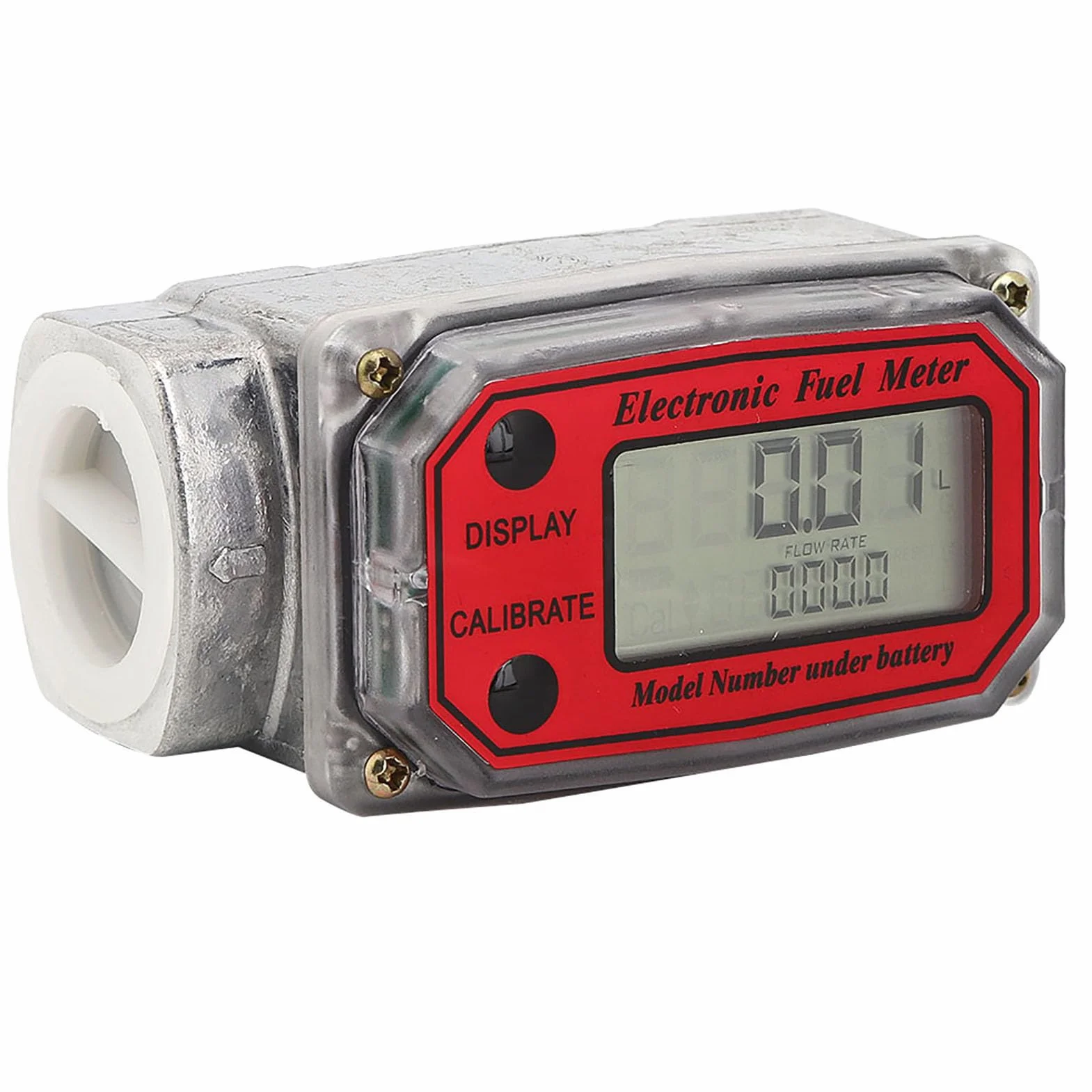 Miernik Turbiny Mini Cyfrowy Przepływomierz Turbinowy Przepływomierz Oleju Napędowego 15-120L 1 NPT (Czerwony LLW-25)