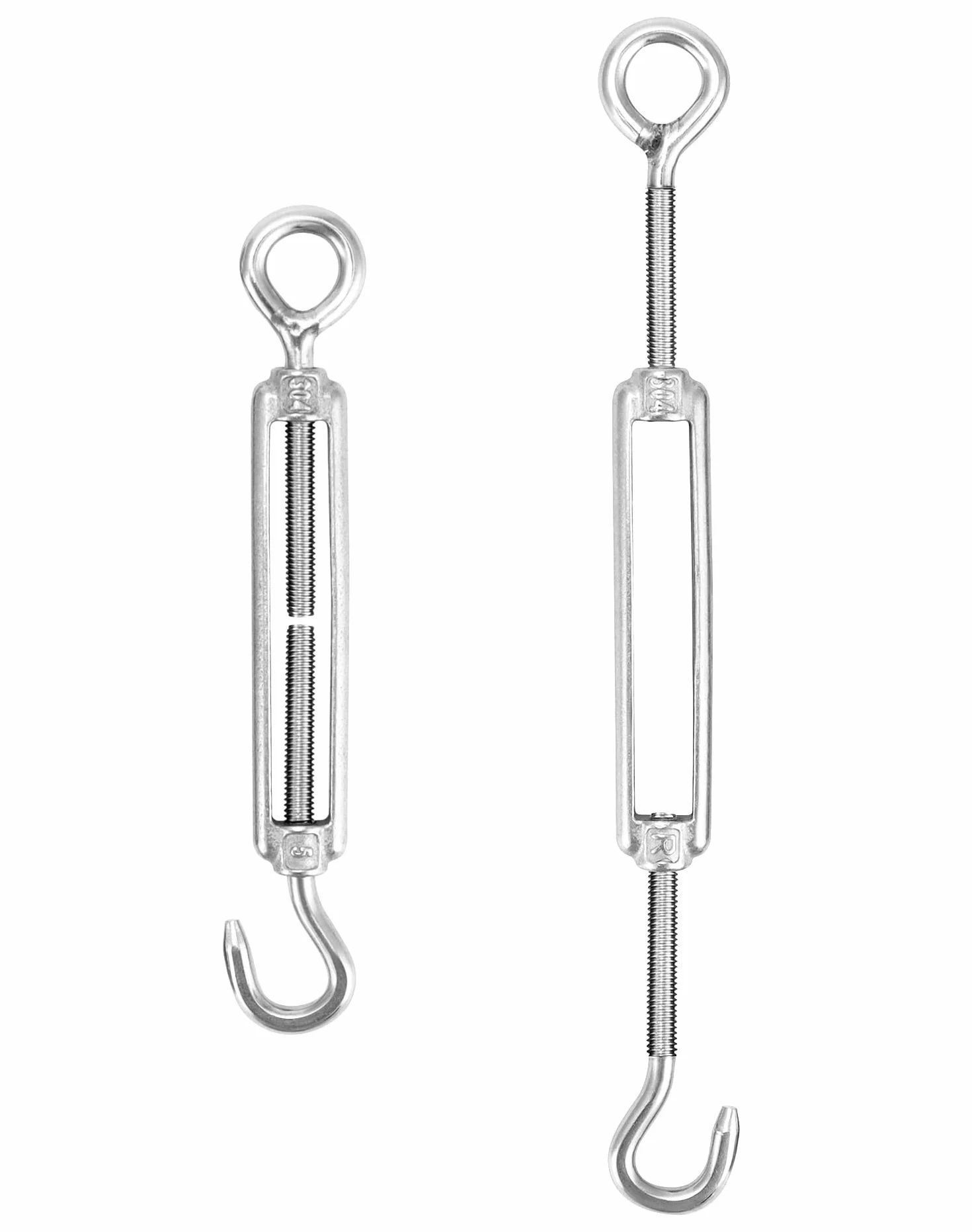 QWORK® 5 szt. Śruba rzymska M5 304 Stal nierdzewna, Regulowany hak i napinacz drutu oczkowego, Hak napinający