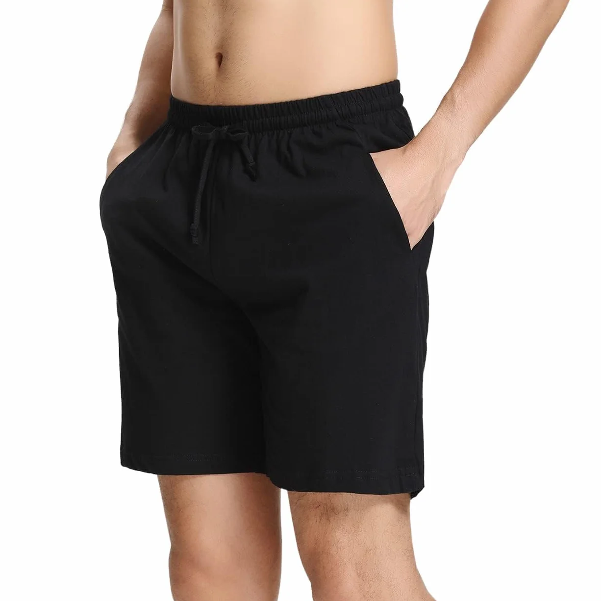 Męskie spodnie piżamowe, bawełniane, krótkie spodnie do spania, spodenki do spania, na lato, bermudy, z kieszeniami bocznymi, S-XXL