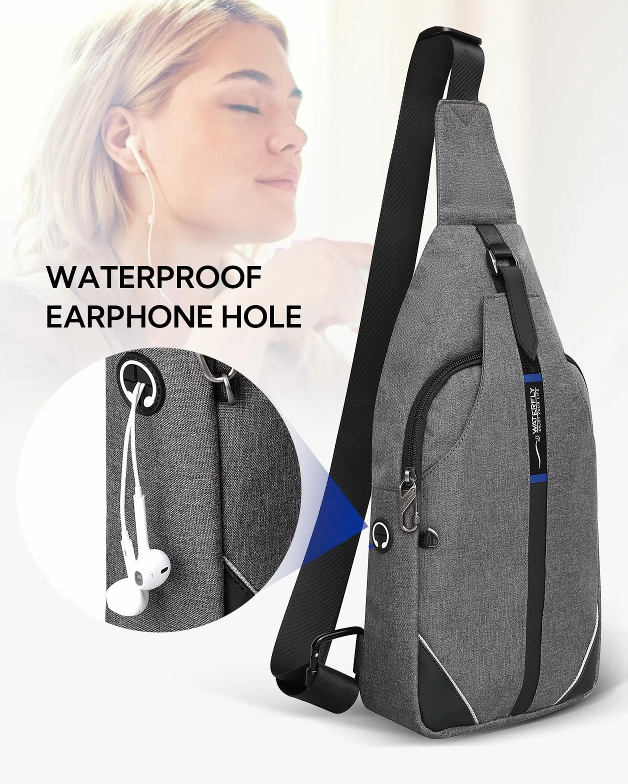 Waterfly Plecak antykradzieżowy, torba crossbody, mały wielofunkcyjny plecak na co dzień dla mężczyzn i kobiet