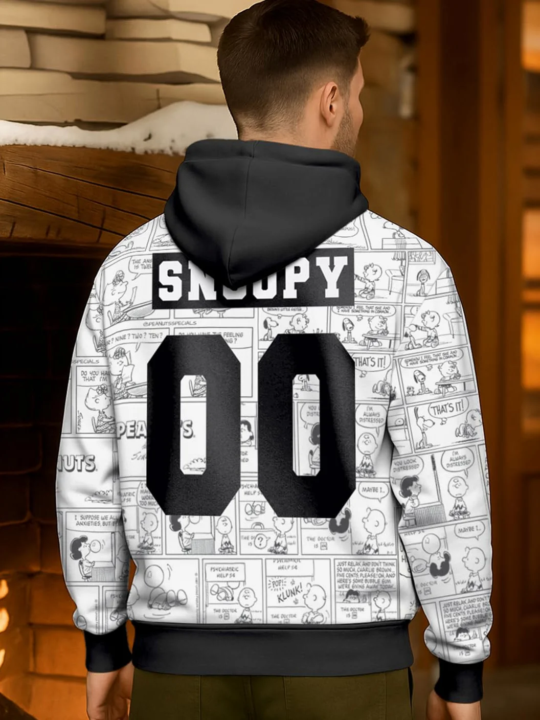 Bewakoof X Peanuts Snoopy męska bluza polarowa z kapturem Bewakoof Heavy Duty 1.0 męska bluza z kapturem odzież zimowa
