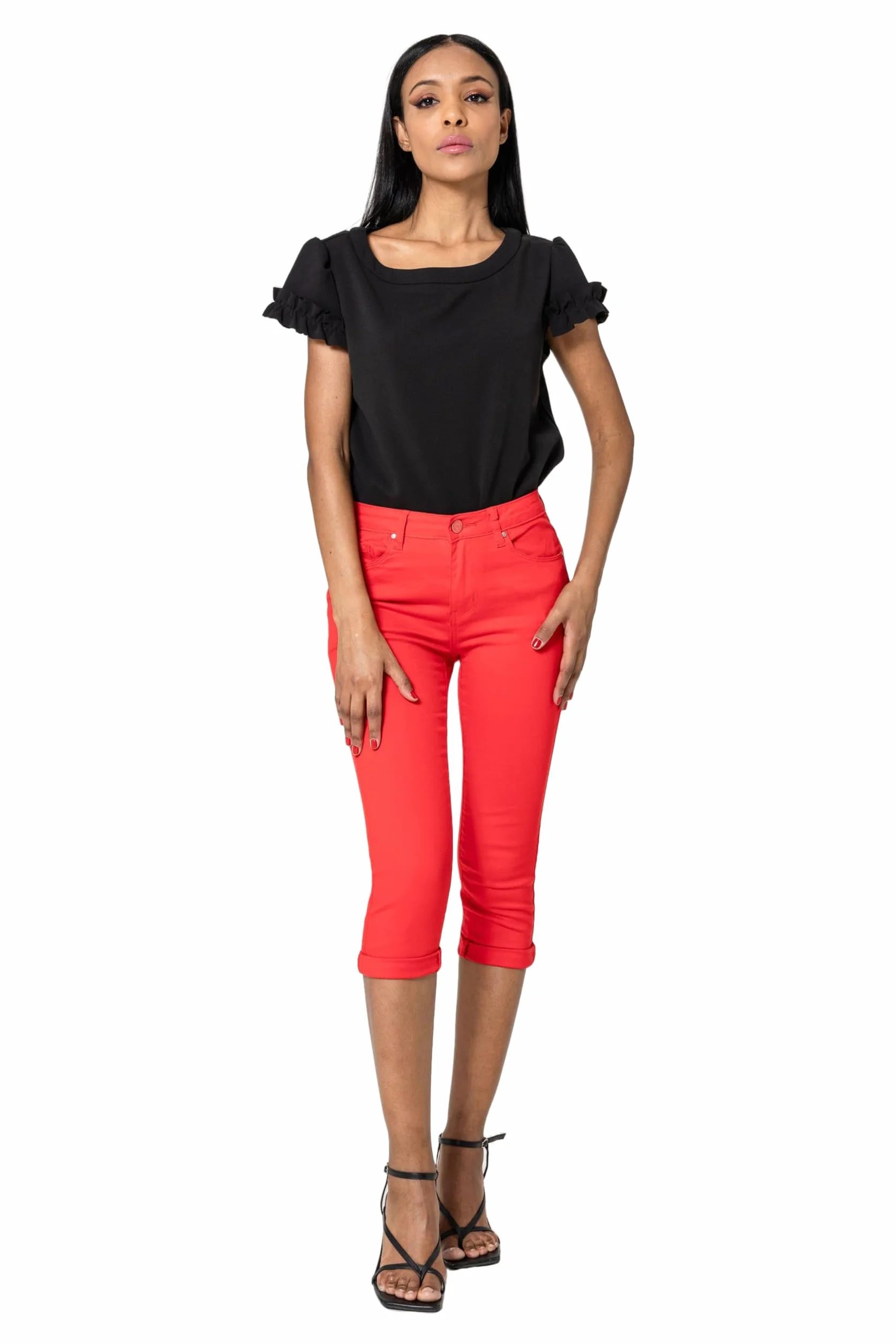 Nina Carter P230 damskie spodnie dżinsowe Capri Skinny Fit High Waist