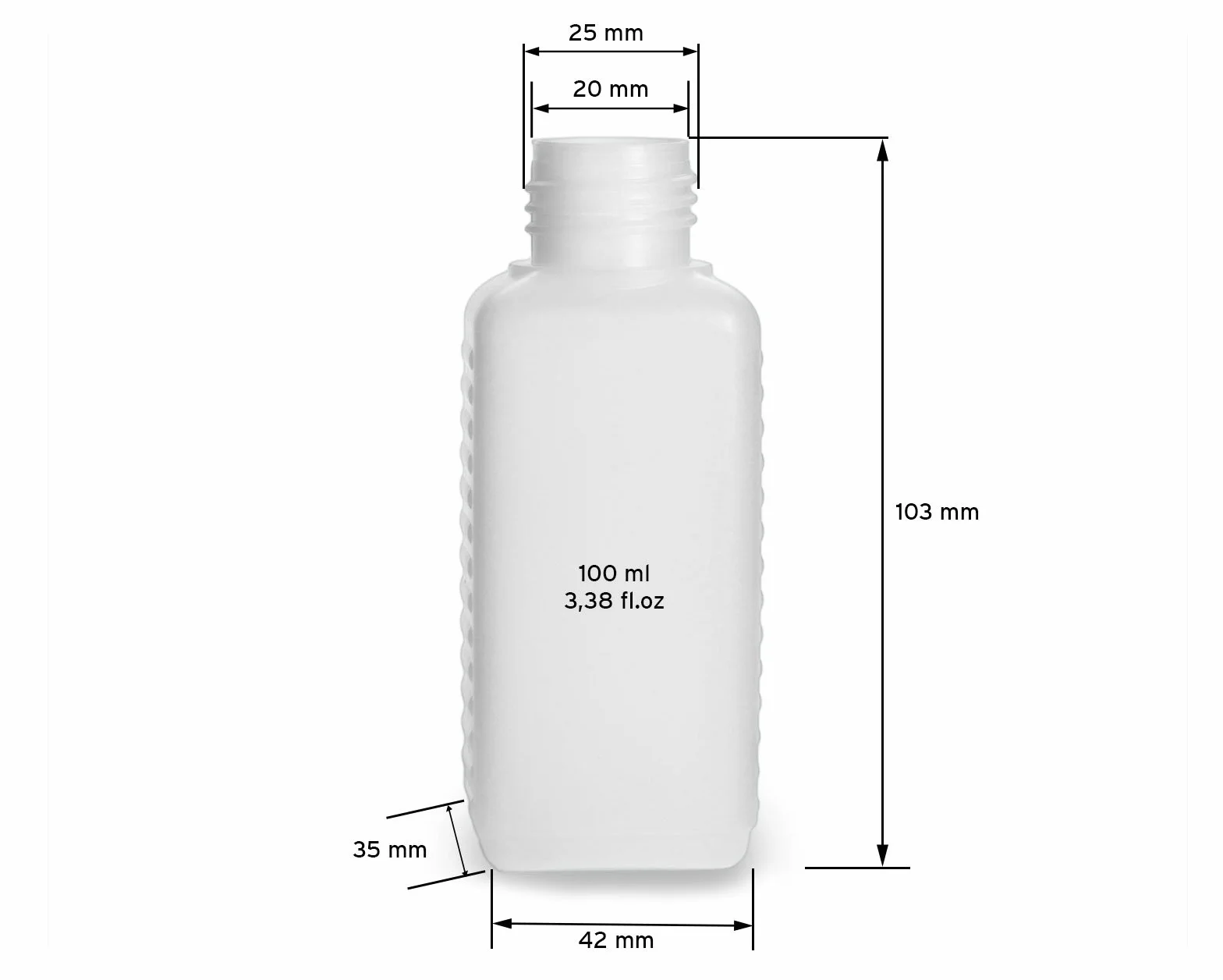 Plastikowe butelki HDPE 100 ml Octopus z czerwoną pokrywką i etykietami