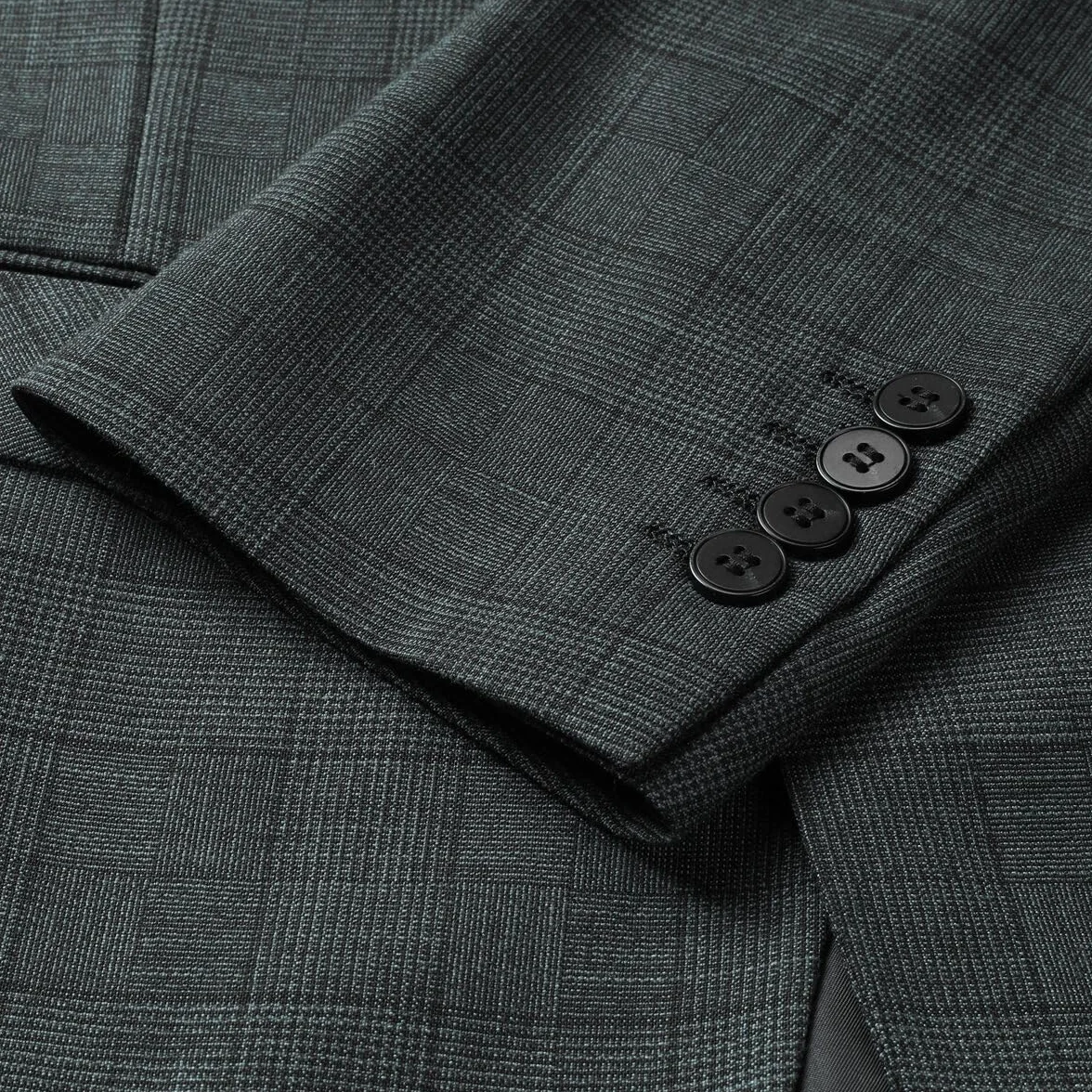YOUTHUP Męska marynarka garniturowa w kratkę, slim fit, 2 guziki, marynarka męska biznesowa