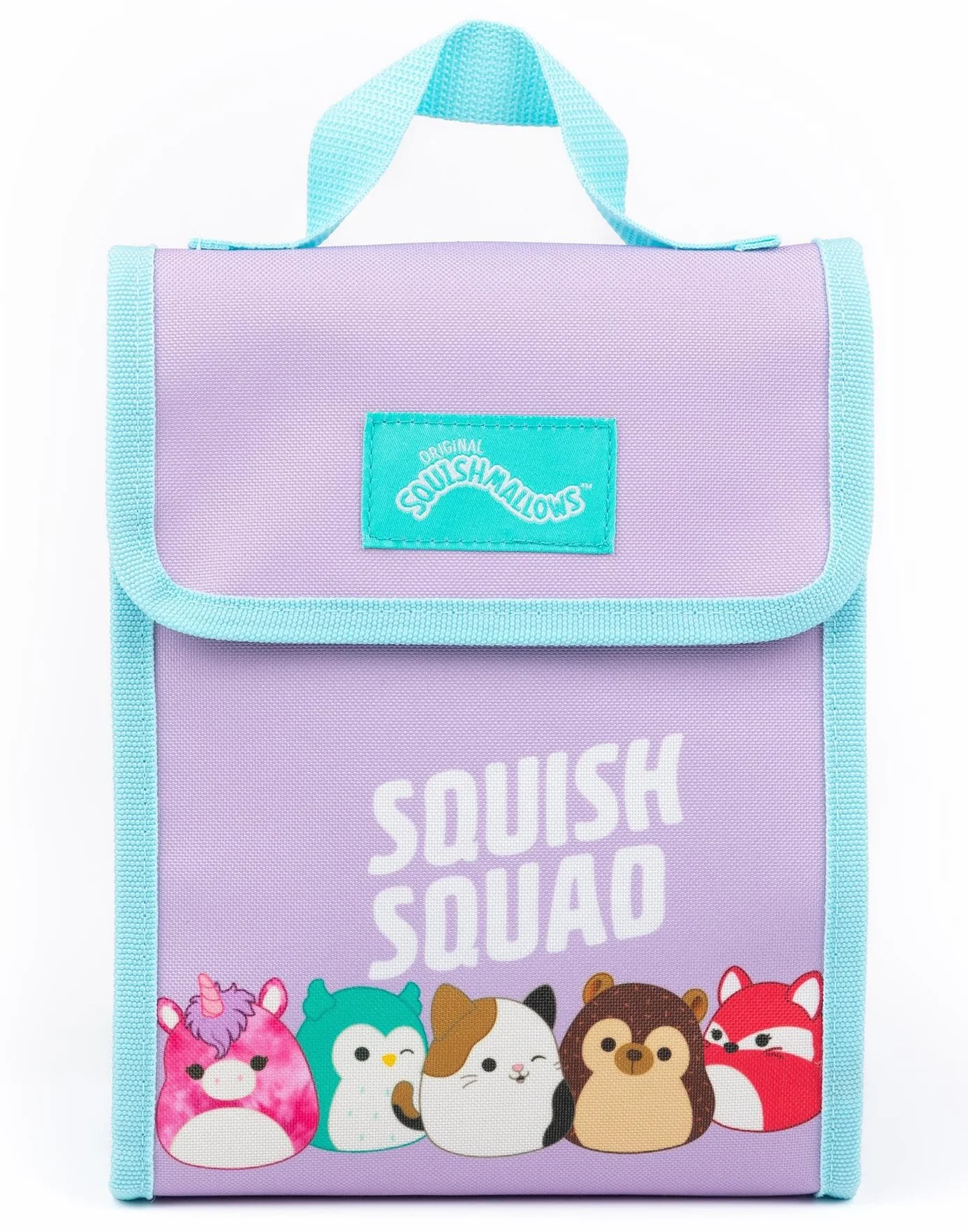 Squishmallows Girls Backpack Zestaw 4 elementowy plecak torba lunch butelka woda piórnik Fioletowy