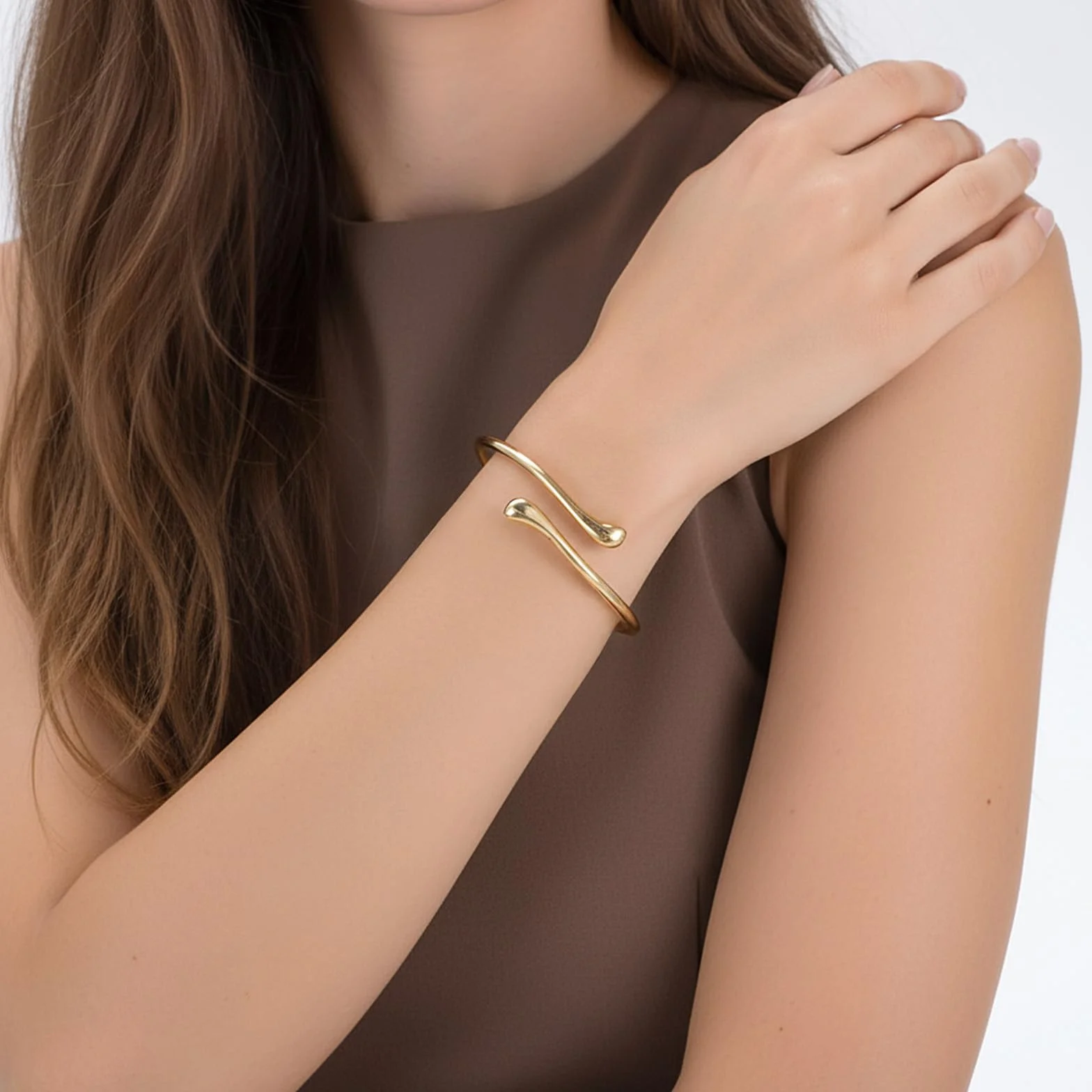 TIESOME 6 sztuk złotych bransoletek na ramię, 8 cm, regulowana bransoletka, złota, minimalistyczna, boho, punkowa, krętlista, grecka bransoletka, zestaw delikatnych prezentów dla dziewcząt