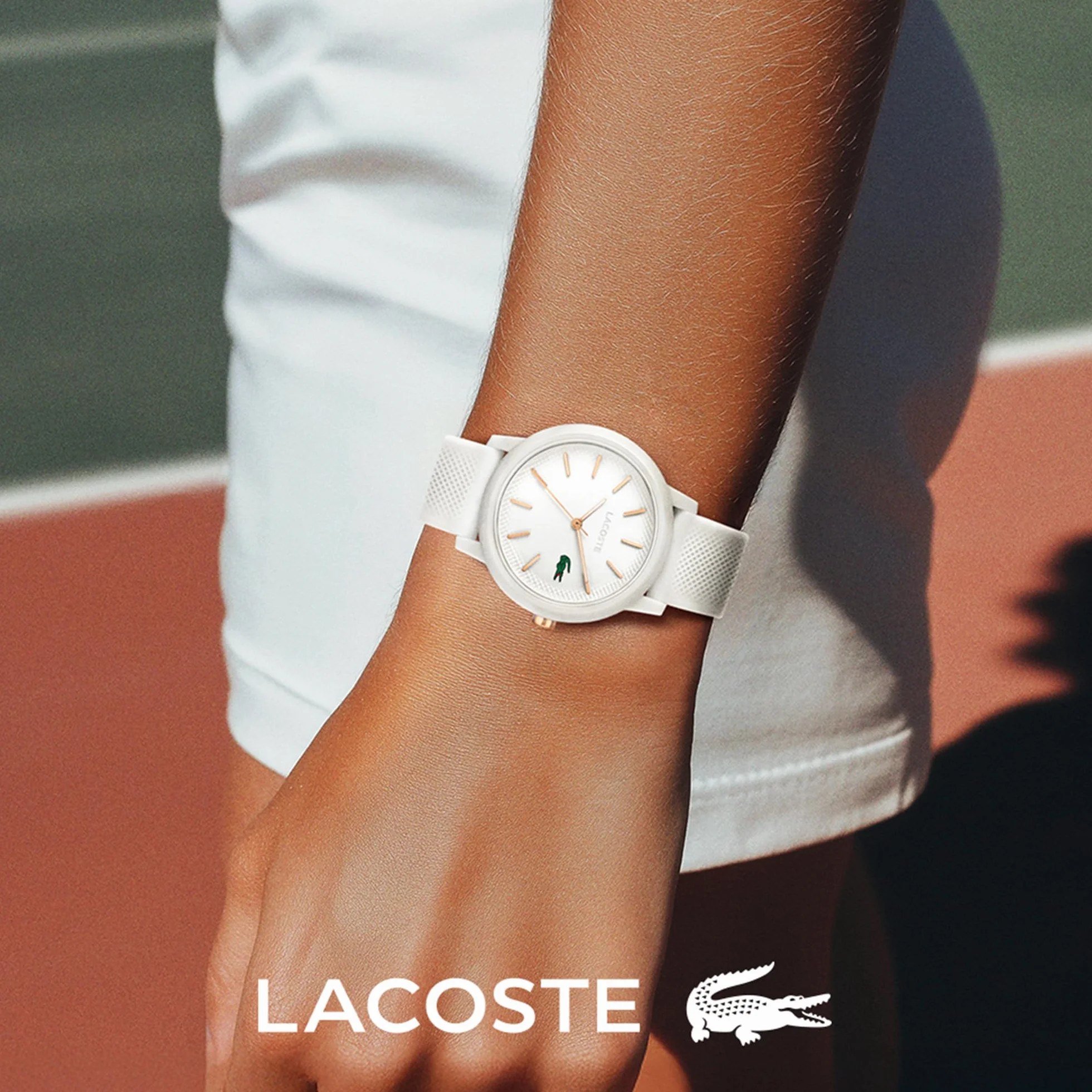 Lacoste Damski Analogowy Zegarek Kwarcowy z Silikonowym Paskiem 2001211, Biały
