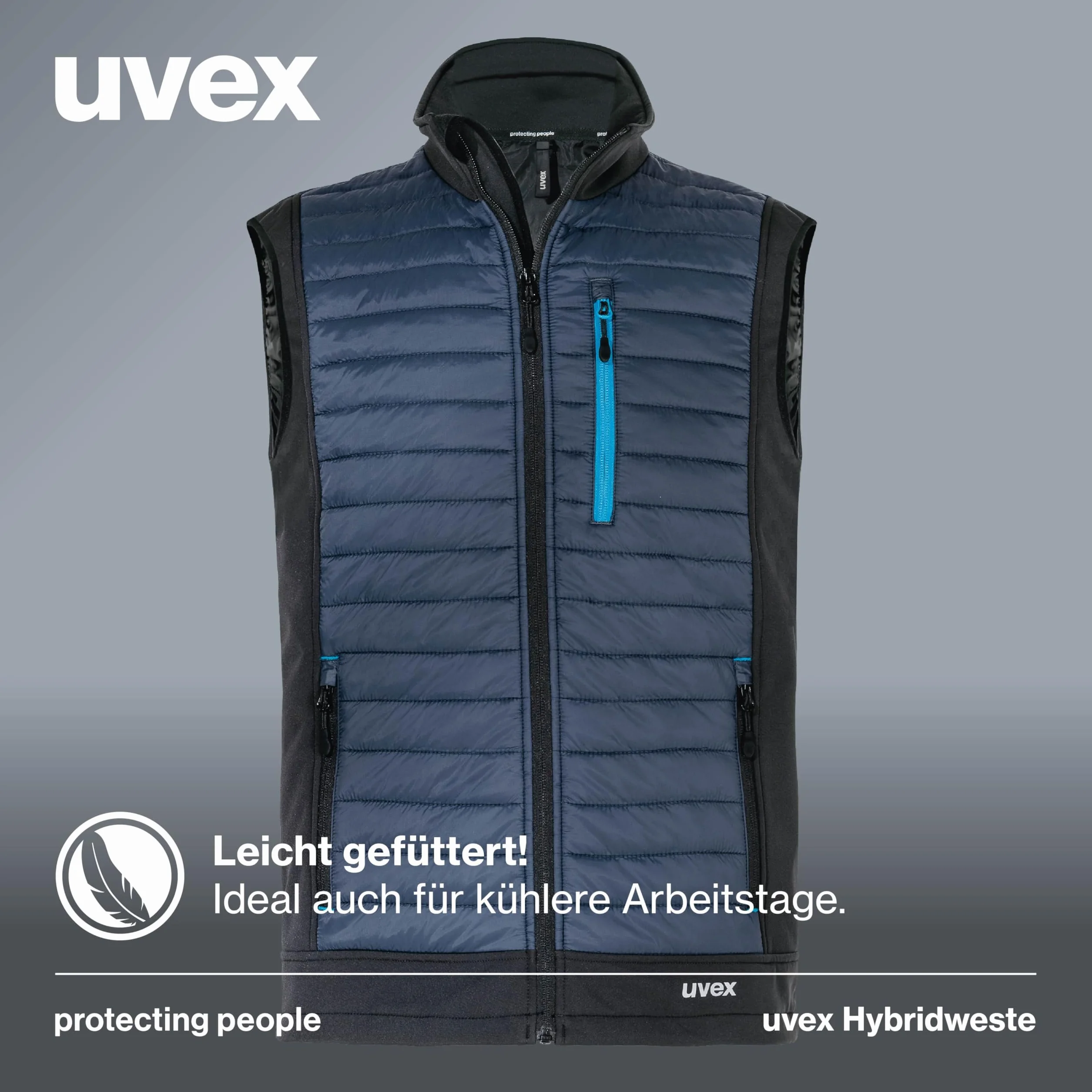 Uvex Tune-up męska kamizelka hybrydowa – pikowana kamizelka – wytrzymała kamizelka robocza