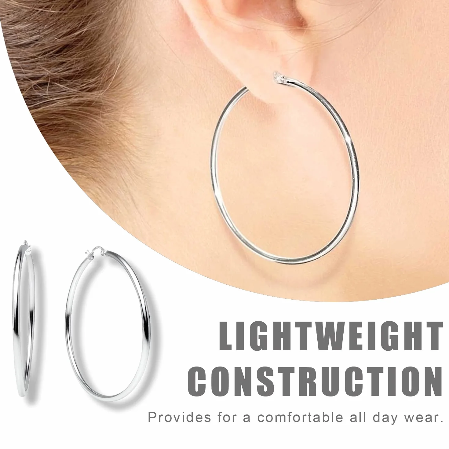 LEEQ 12 par kolczyków Hoop Piercing Kolczyki kółka ze stali nierdzewnej Zestaw kolczyków dla kobiet dziewcząt, 12 rozmiarów, 20-75 mm przez LEEQ