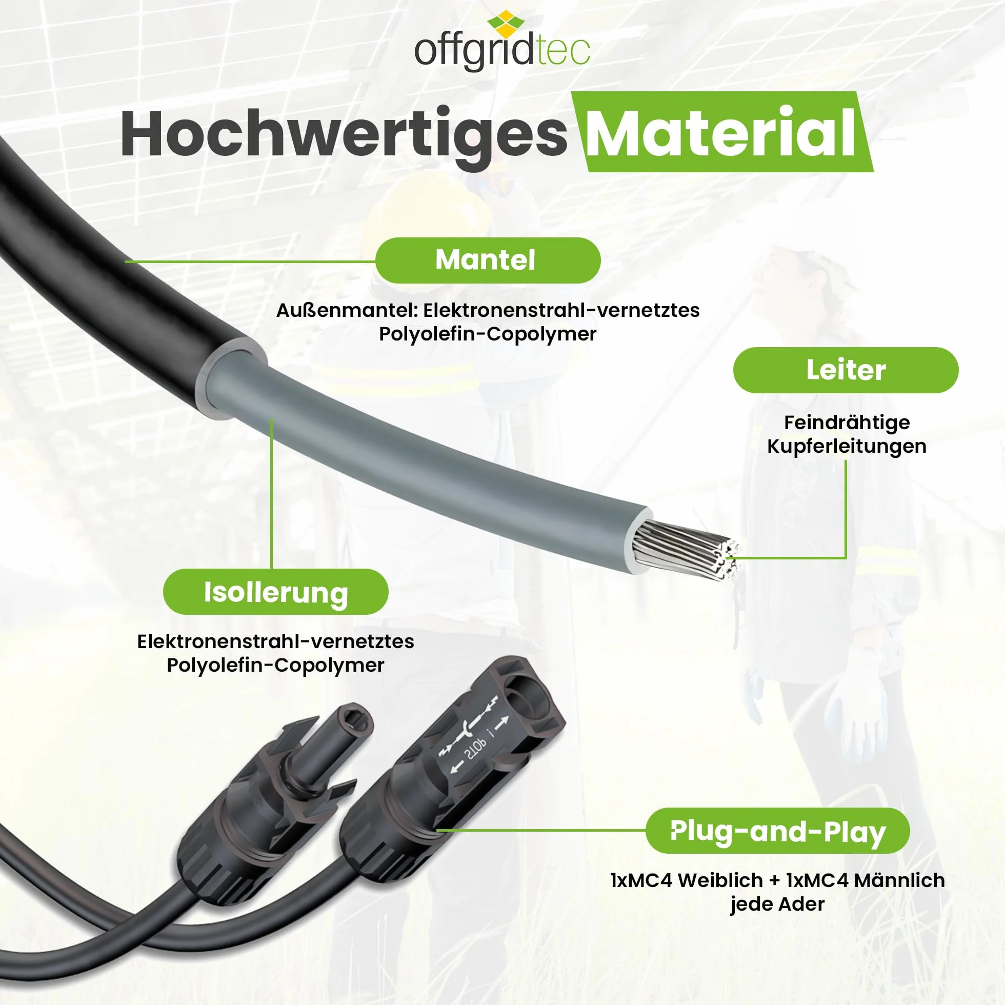 Offgridtec 1 m 4 mm² profesjonalny kabel połączeniowy z wtyczką PV