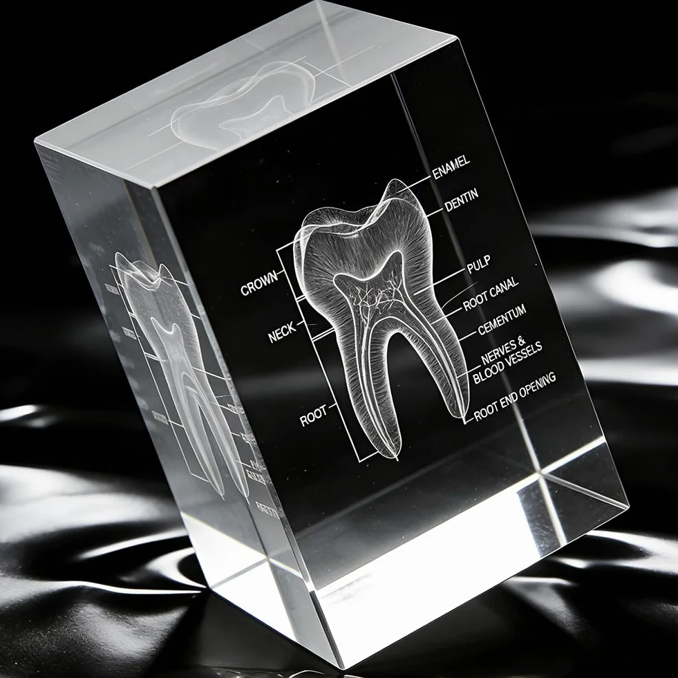 Anatomiczny model z kryształami zębowymi 3D – sześcienny anatomiczny model zębów do medycyny i dekoracji, prezent dla dentystów